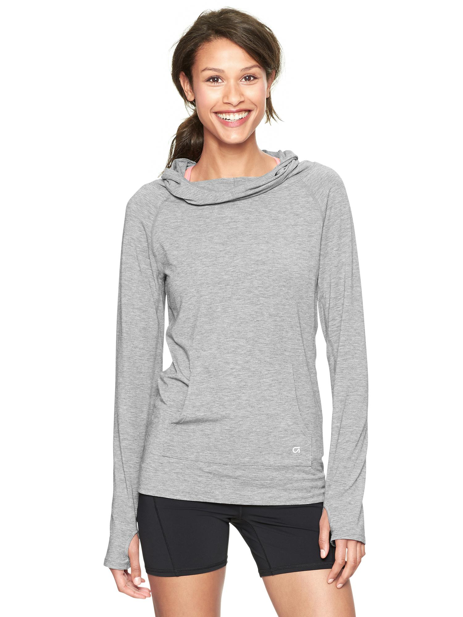 Gap Fit Breathe LongSleeve Hoodie in Gray (heather grey) Lyst