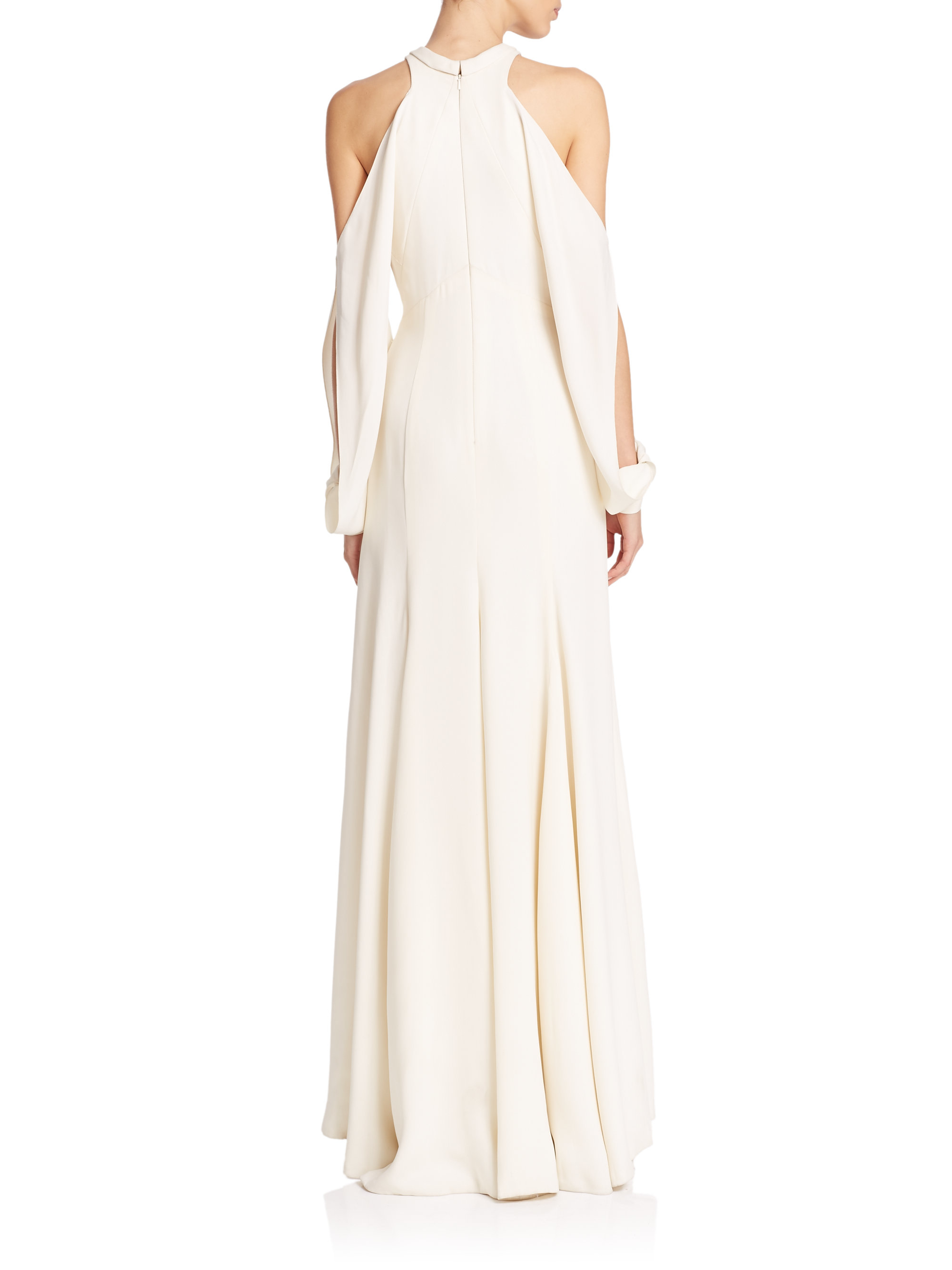 Lyst - J. Mendel High-slit Silk Gown in White