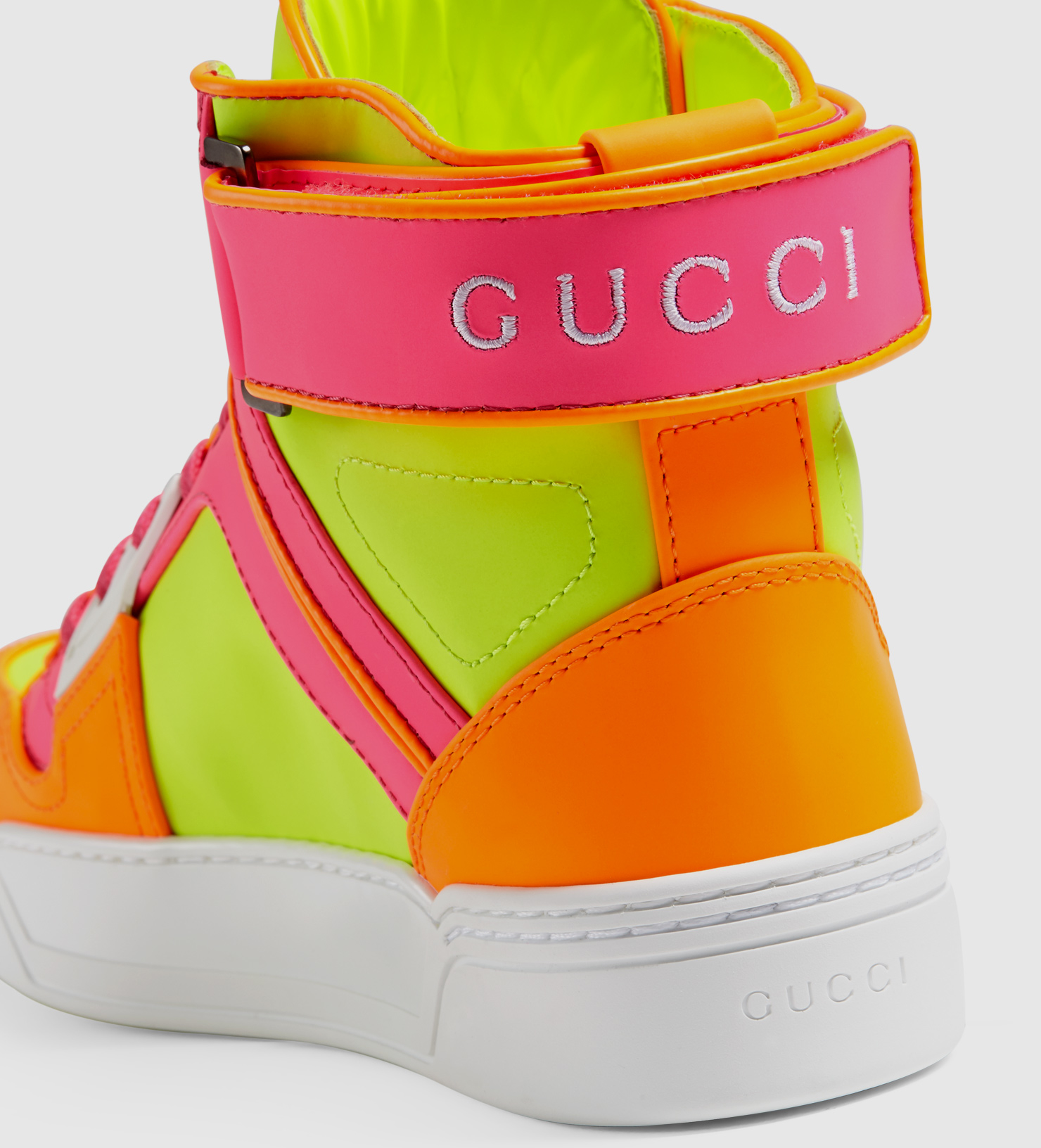 Gucci New Basketball Neon Leather Hightop Sneaker Lyst