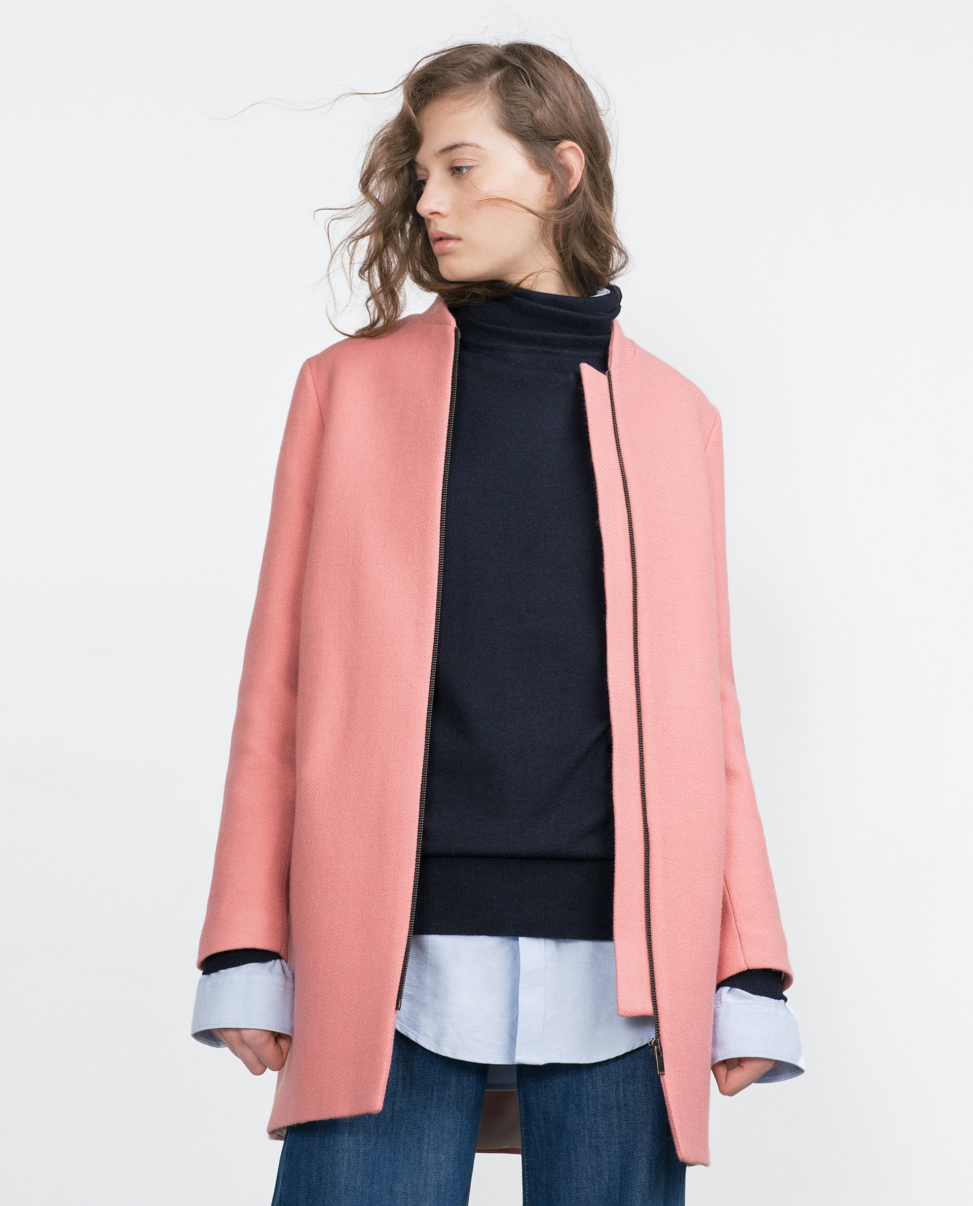 Pink wool coat Add a dash of subtle colour to your wardrobe this season with delicate pink coats. Ranging from faux fur to parkas, the pastel hue complements most outfits.