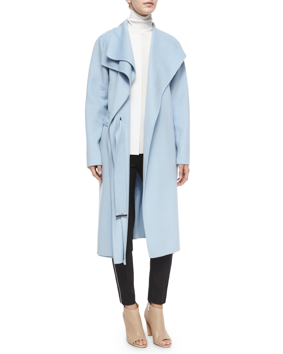 powder blue wrap coat