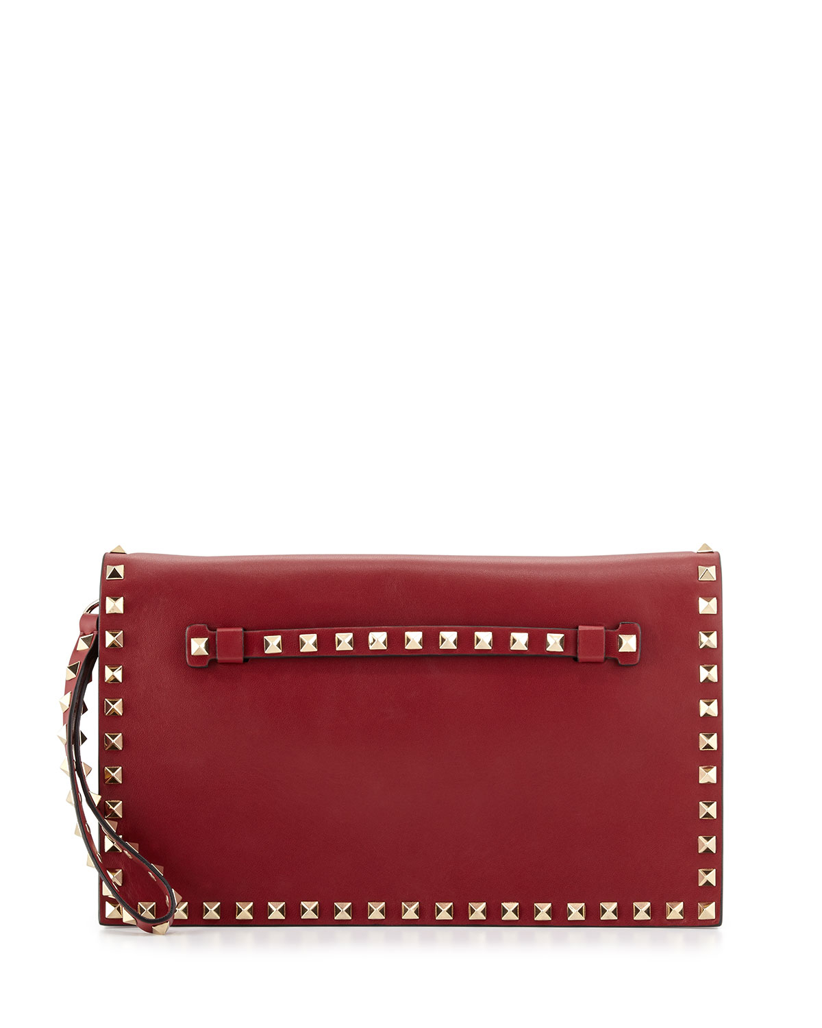 Valentino Leather Rockstud Flap Wristlet Clutch Bag in Scarlet (Red) - Lyst