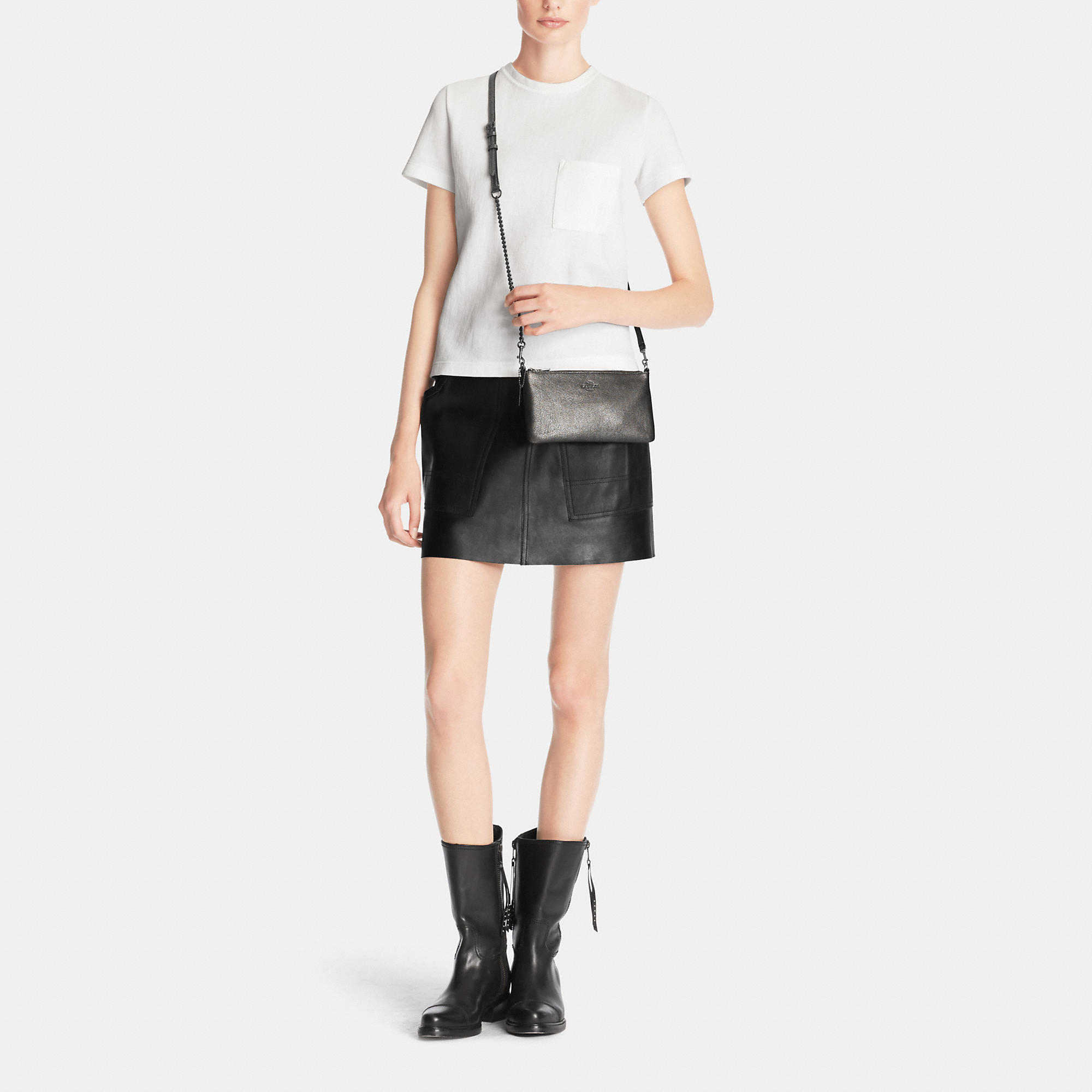 coach phone crossbody in pebbled leather