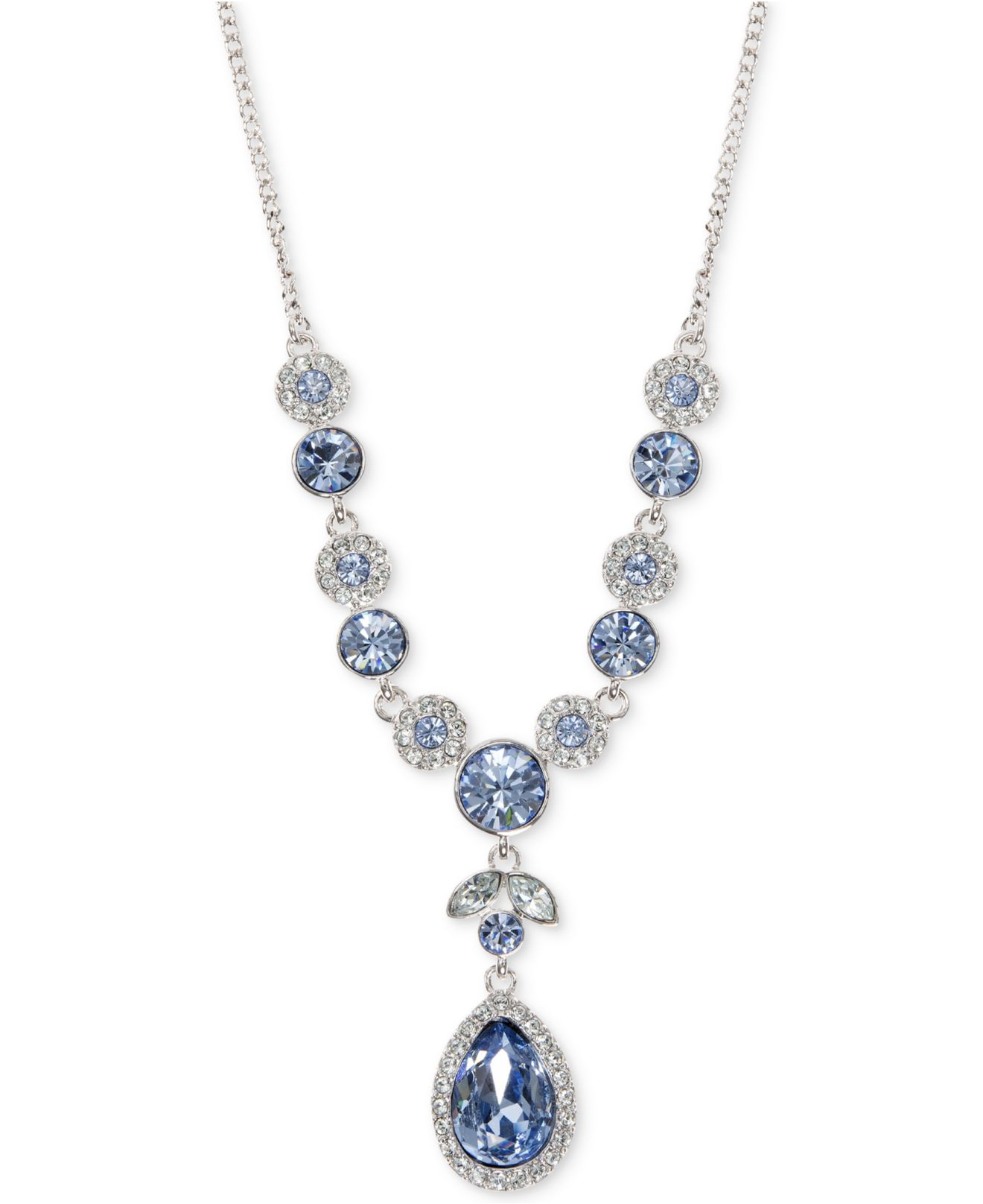 Lyst Givenchy Silvertone Crystal And Pave Teardrop Lariat Necklace in Metallic