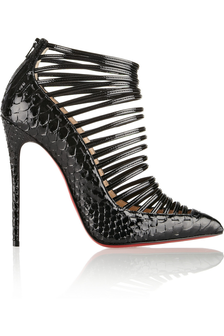 Christian Louboutin Gortik 120 Python And Patent-Leather Ankle Boots in Black - Lyst