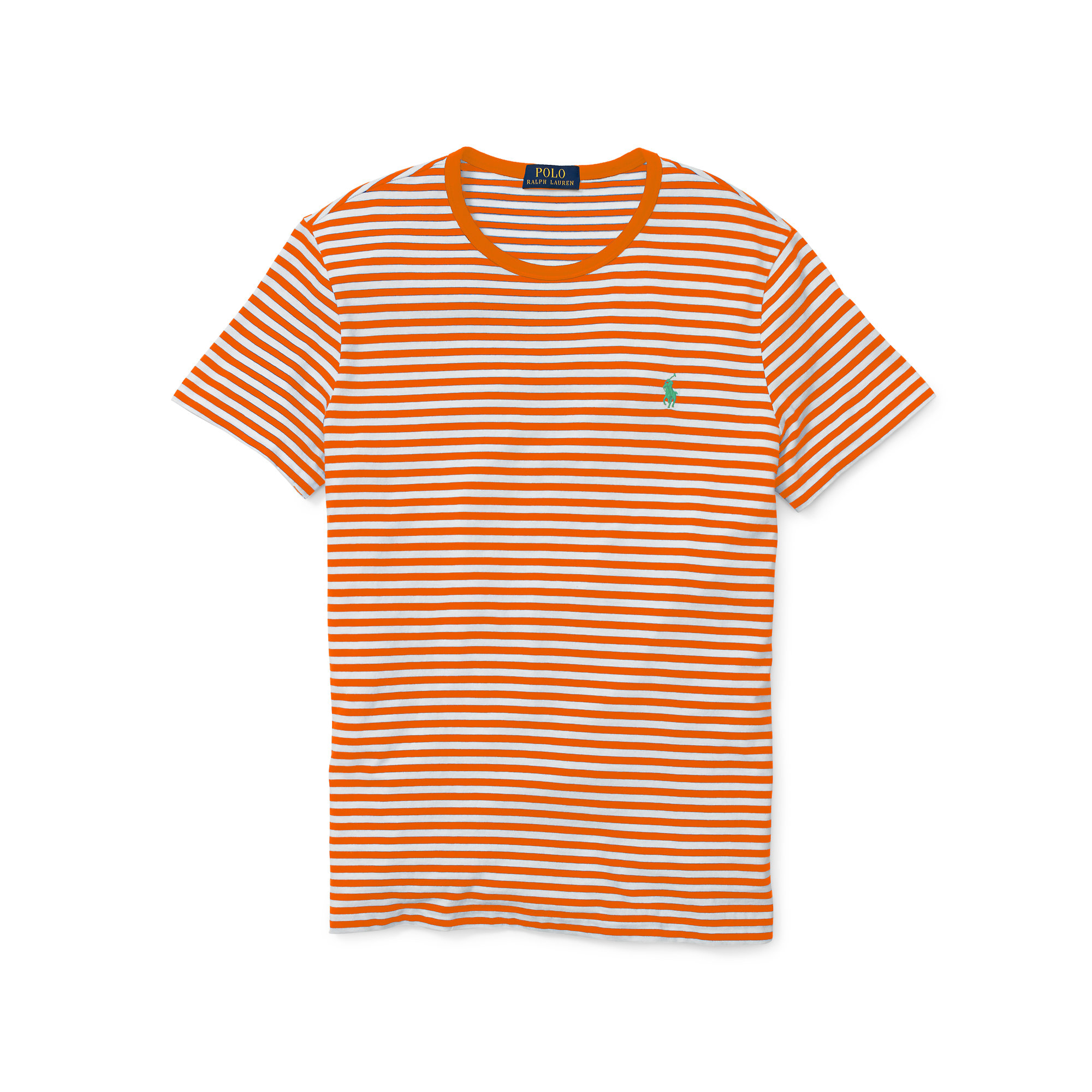 Polo Ralph Lauren Striped Cotton Jersey T-shirt in Bright Orange/White  (Orange) for Men - Lyst