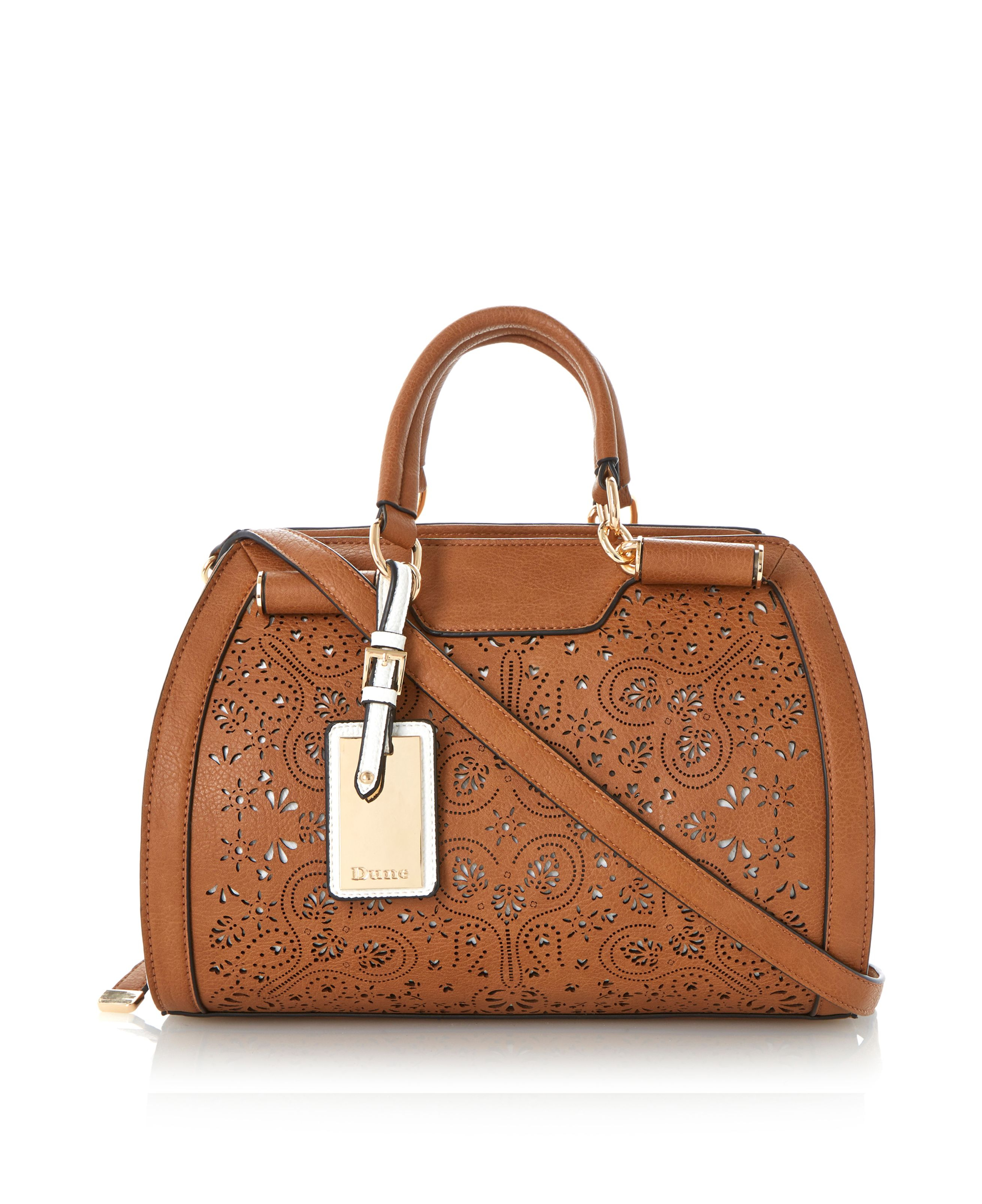 Dune Dayzer Laser Cut Out Pattern Barrel Bag in Brown (Tan) Lyst