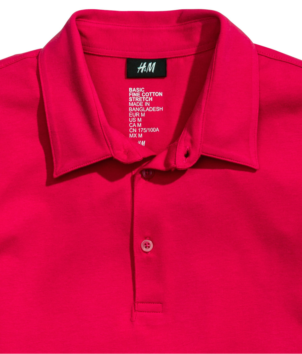 h&m basic fine cotton stretch polo