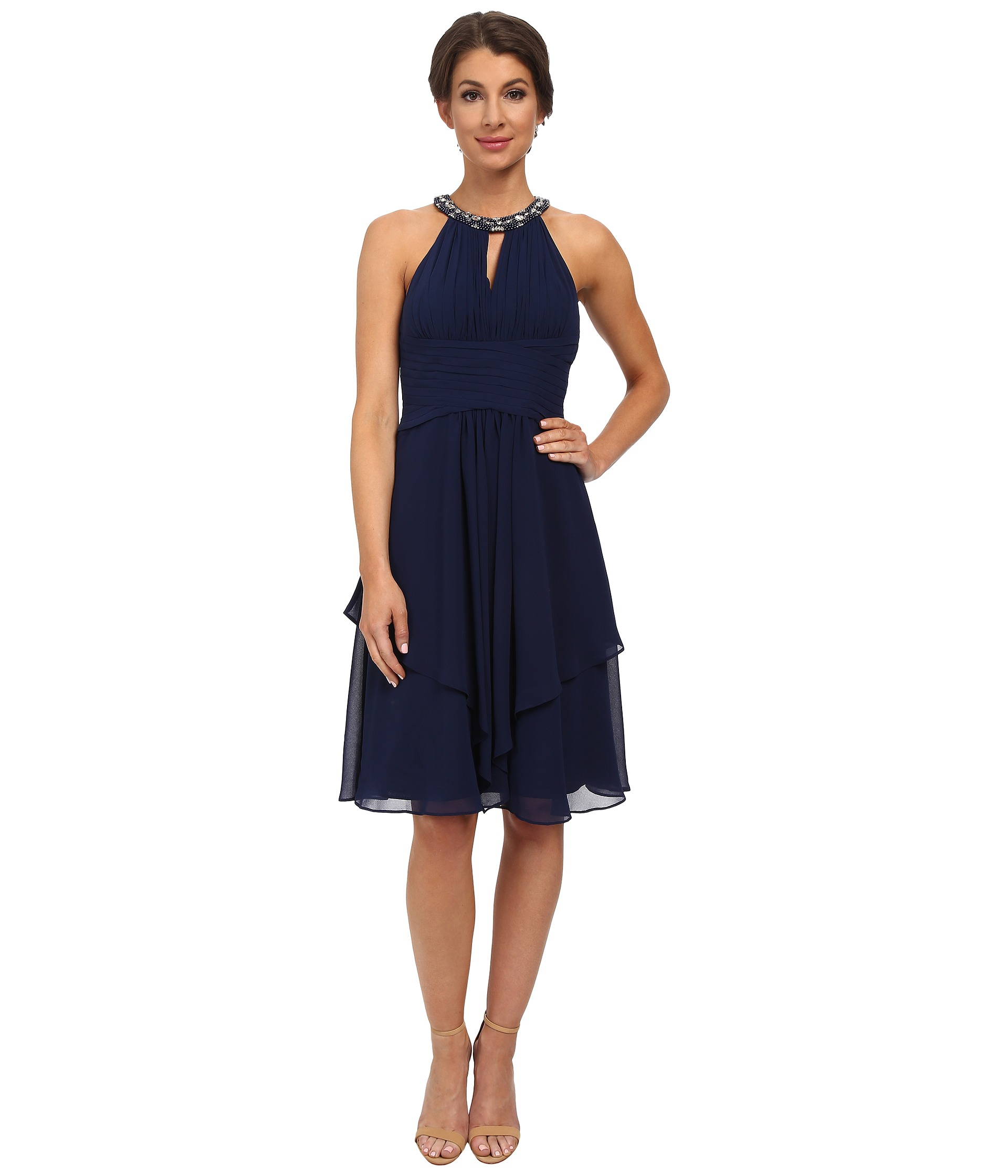 midnight blue halter dress