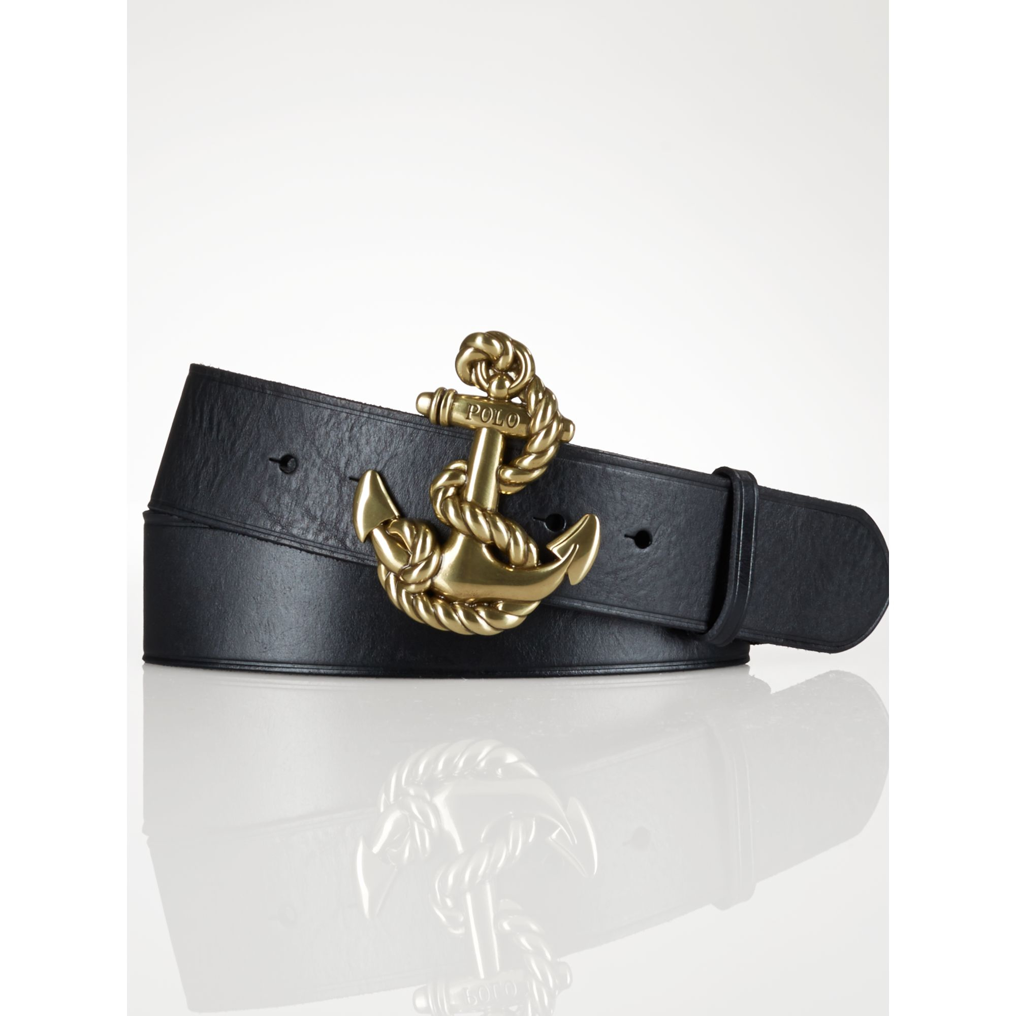 Polo Ralph Lauren Anchor Vachetta Belt in Black | Lyst