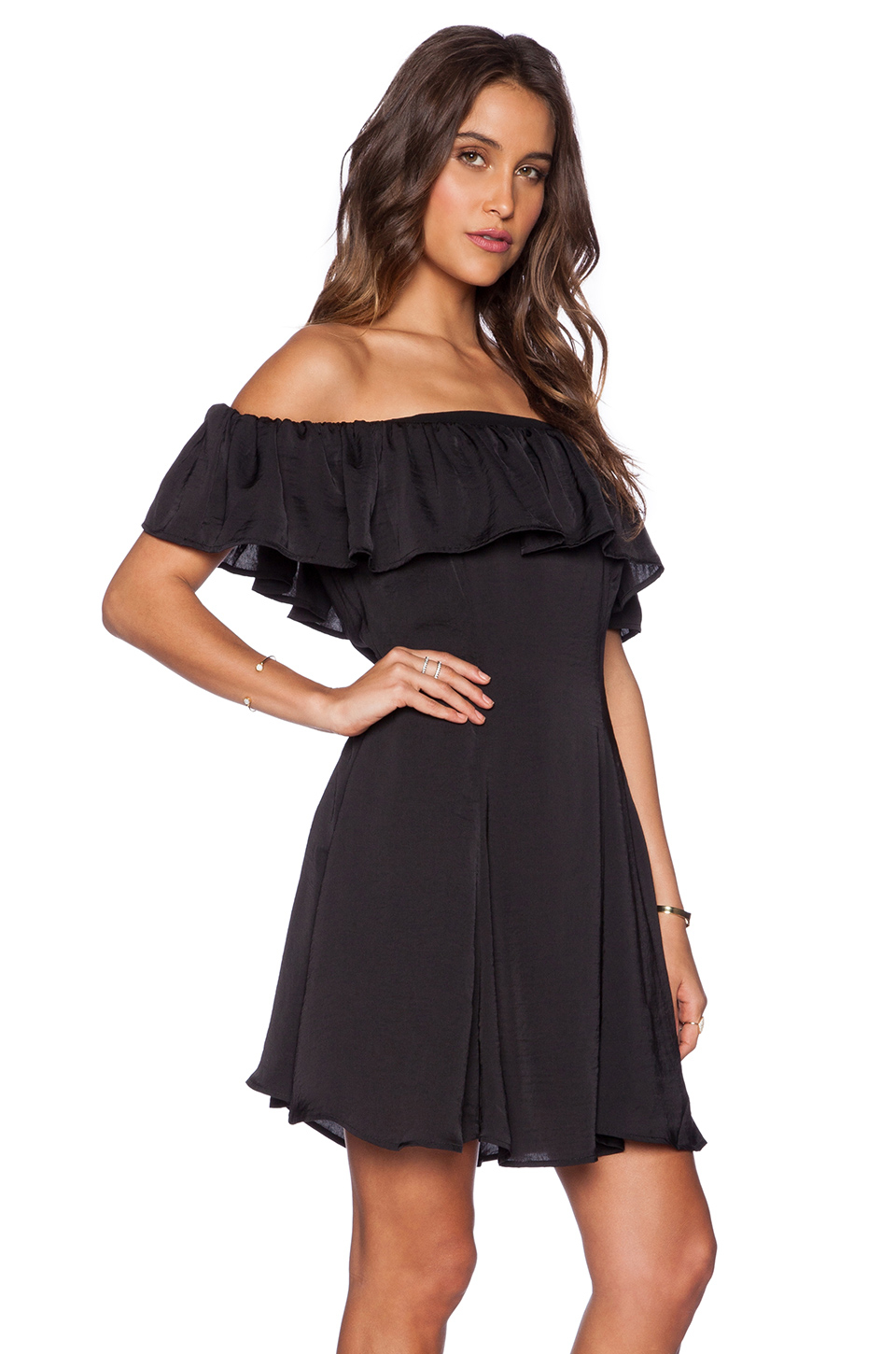 shoulderless short dress