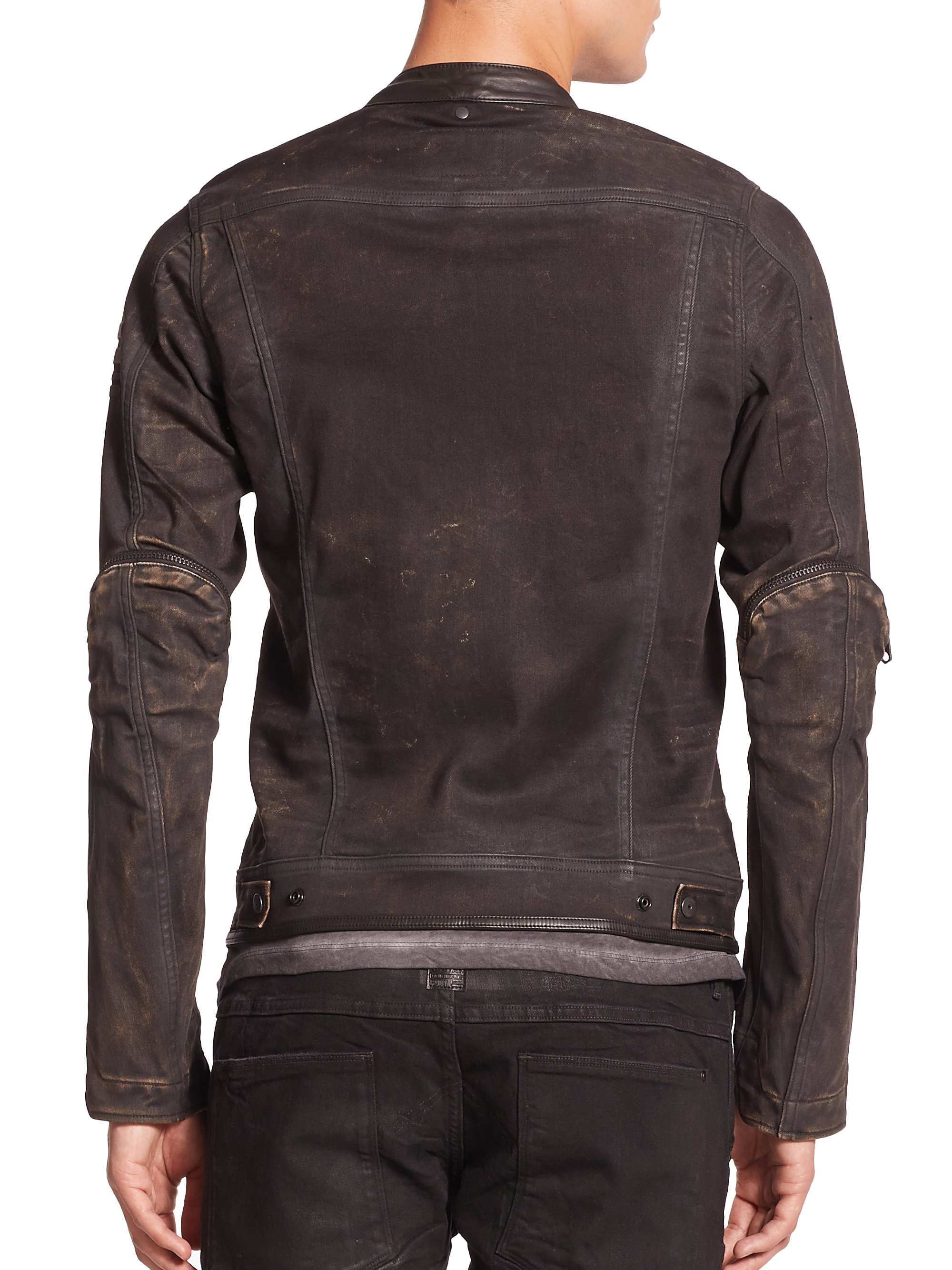 G-Star RAW Cotton Revend Coated Moto Jacket in Black for Men - Lyst