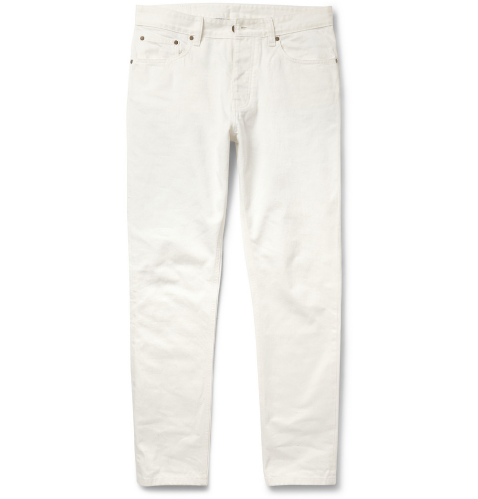 AMI Slimfit Dry Denim Jeans in White for Men - Lyst