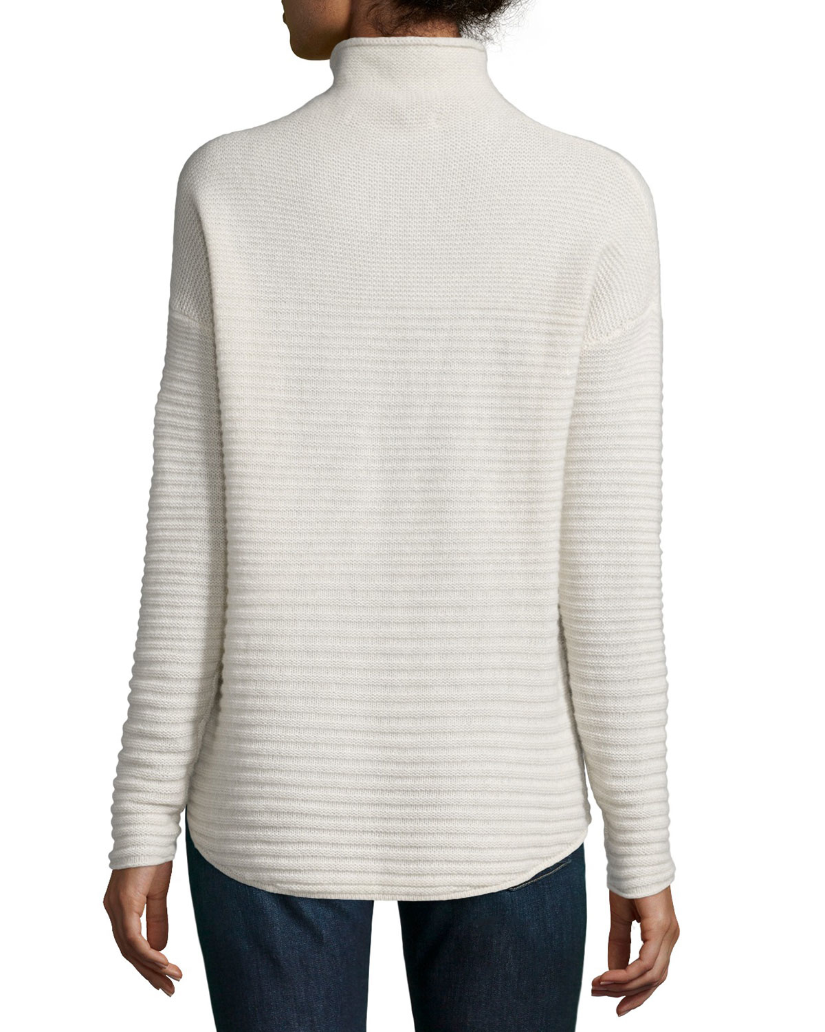 360cashmere Ribbed Cashmere Mock Turtleneck Sweater in White | Lyst