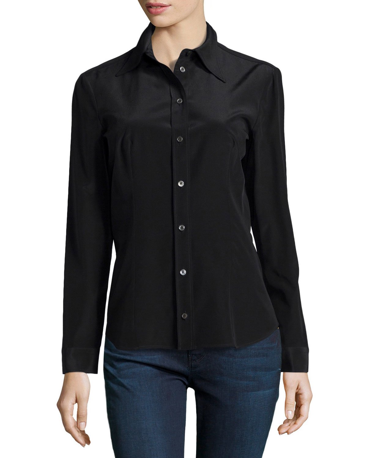 Michael Kors Long-sleeve Button-down Shirt in Black - Lyst