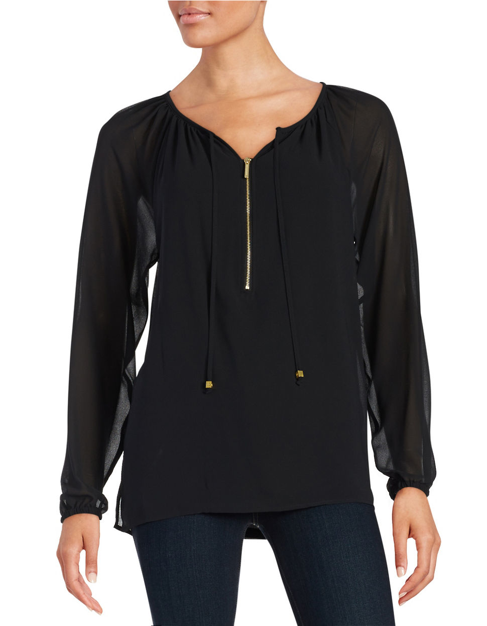 blouse with zip front
