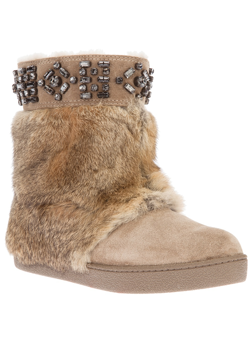 fur trimmed flat boots