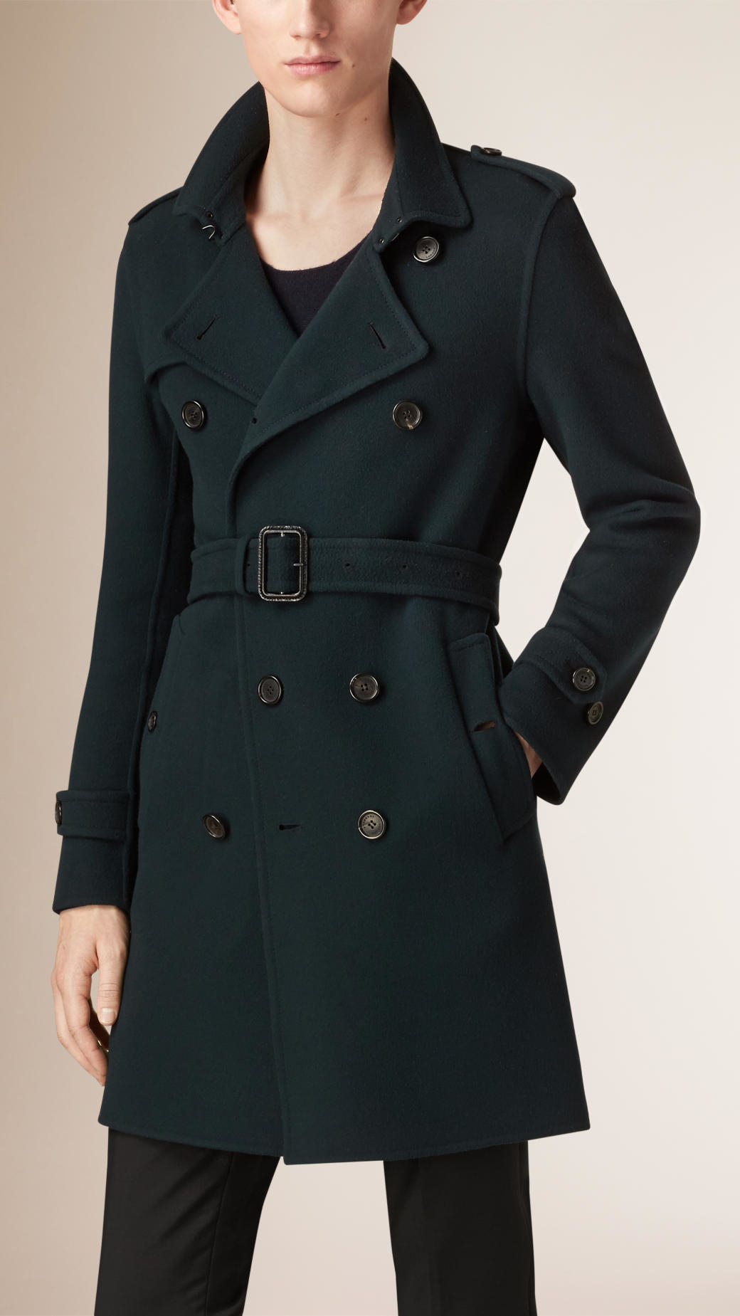 Burberry Wool Cashmere Blend Trench Coat in Green for Men | Lyst