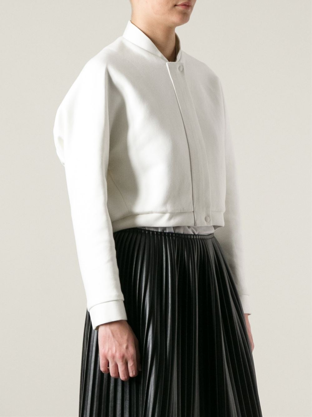 Balenciaga Cropped Bomber Jacket in White Lyst