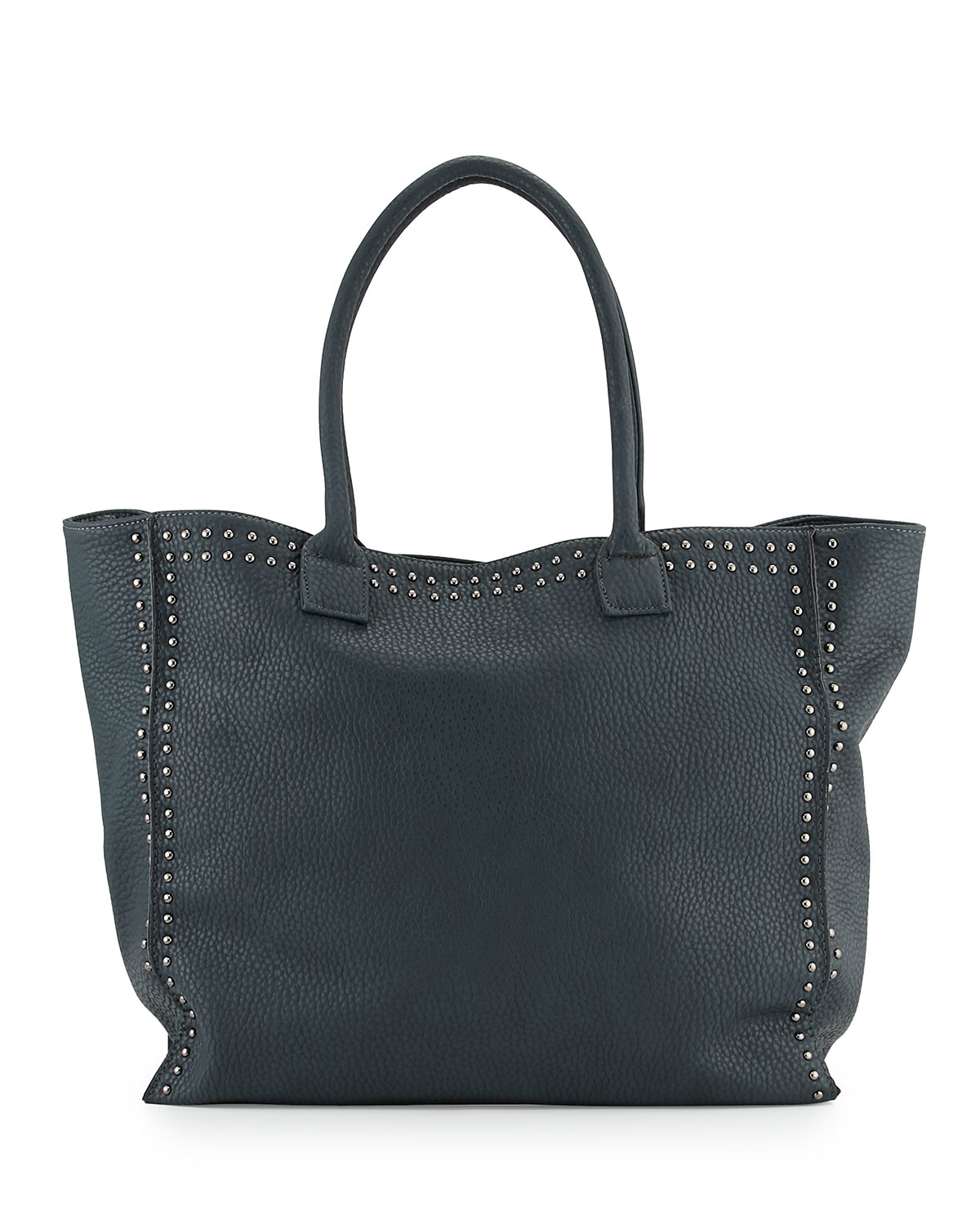 Neiman Marcus Studded-trim Faux-leather Tote Bag in Teal (Blue) - Lyst