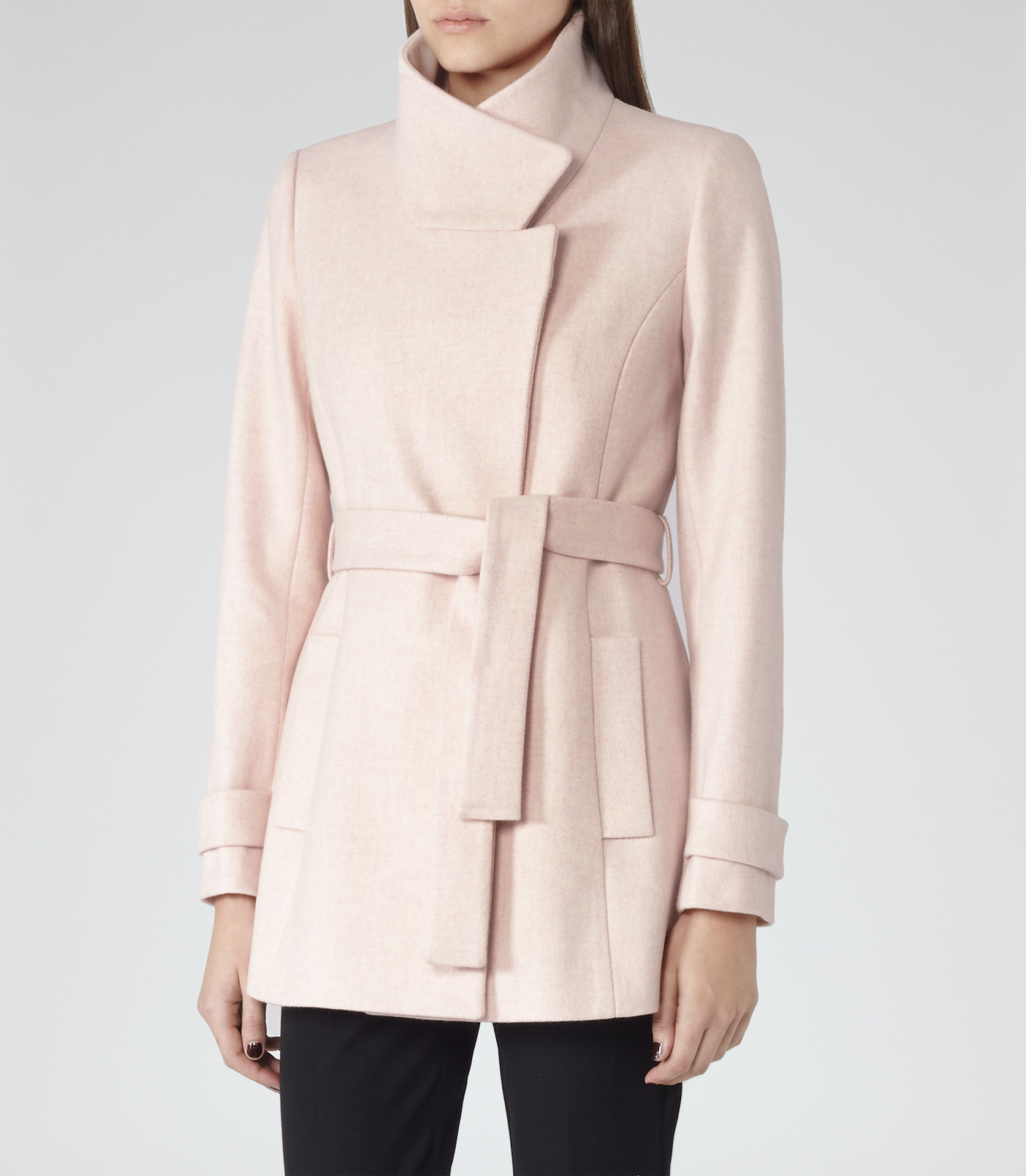 high neck wrap coat