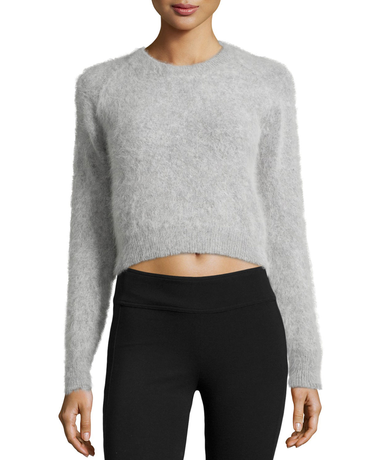 Line Angora-blend Cropped Sweater in Gray | Lyst