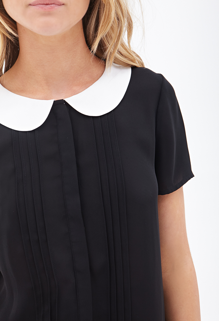 black peter pan collar top
