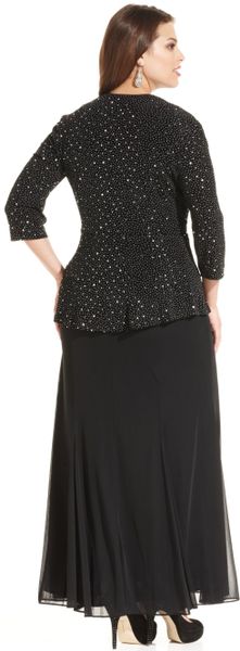 Alex Evenings Plus Size Sleeveless Sequin Chiffon Gown and ...