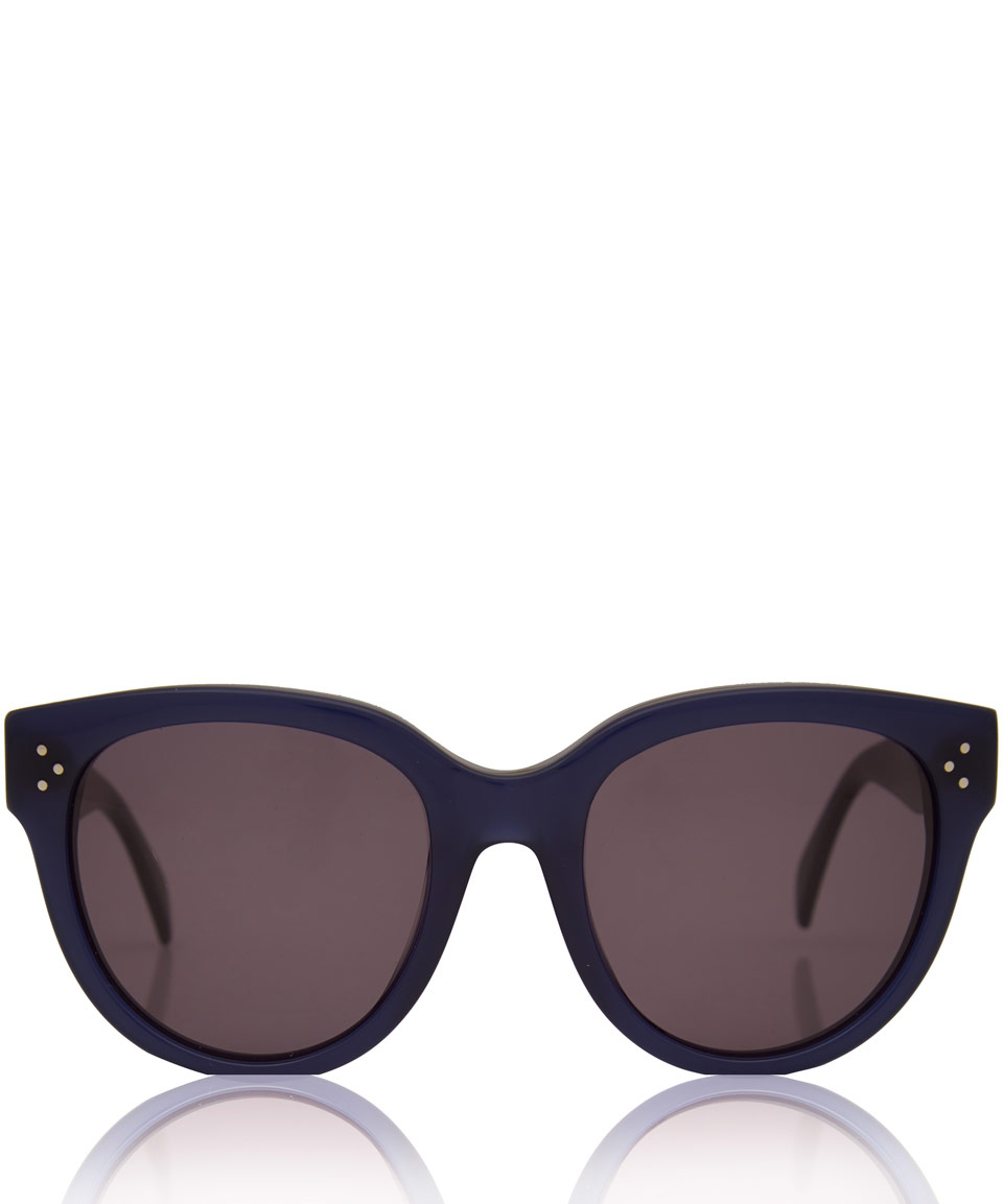 Céline Large Navy Audrey Rounded Sunglasses In Blue Lyst