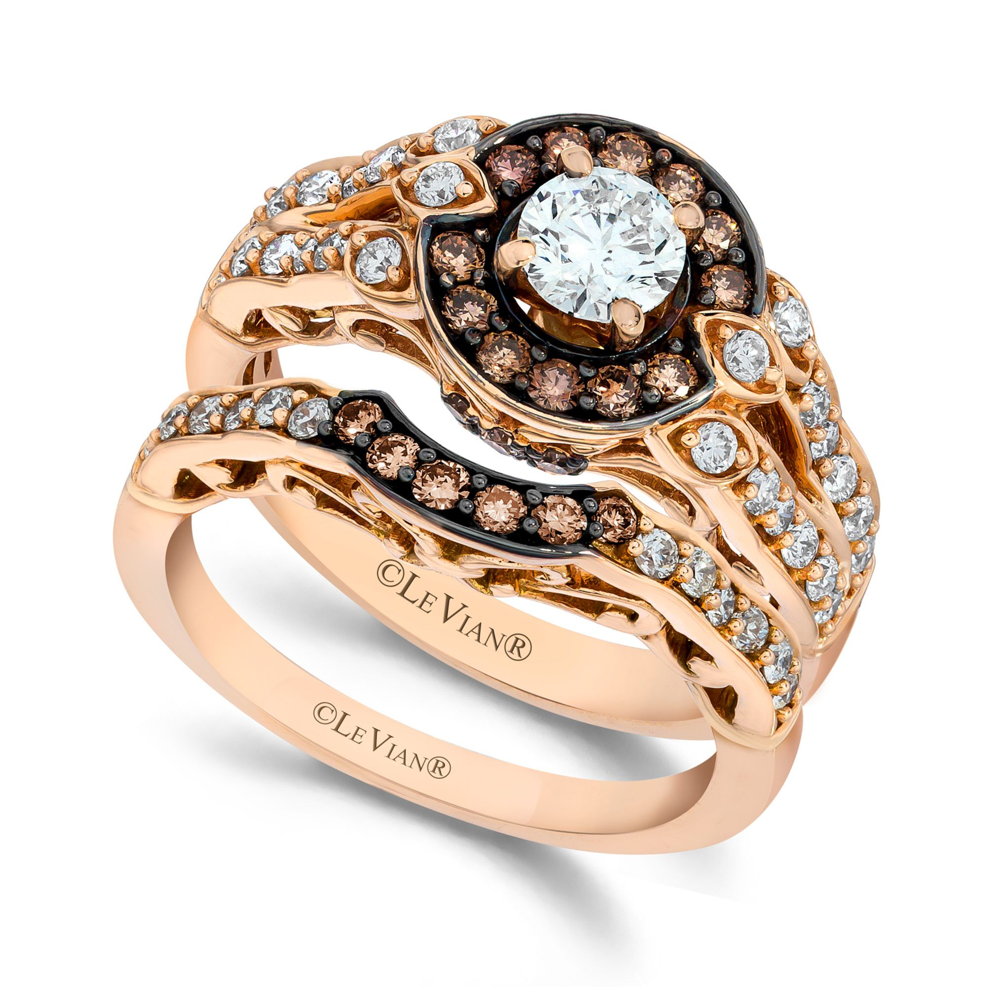 Le Vian Chocolate and White Diamond Engagement Ring Set in 14k Rose Gold  113 Ct Tw in Brown | Lyst