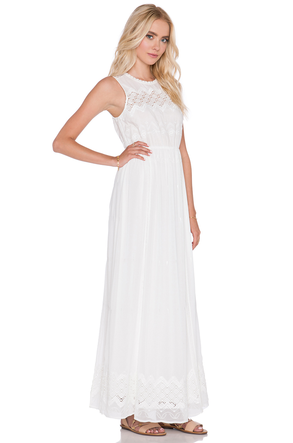 Lyst - Harlyn Eyelet Maxi Dress in White