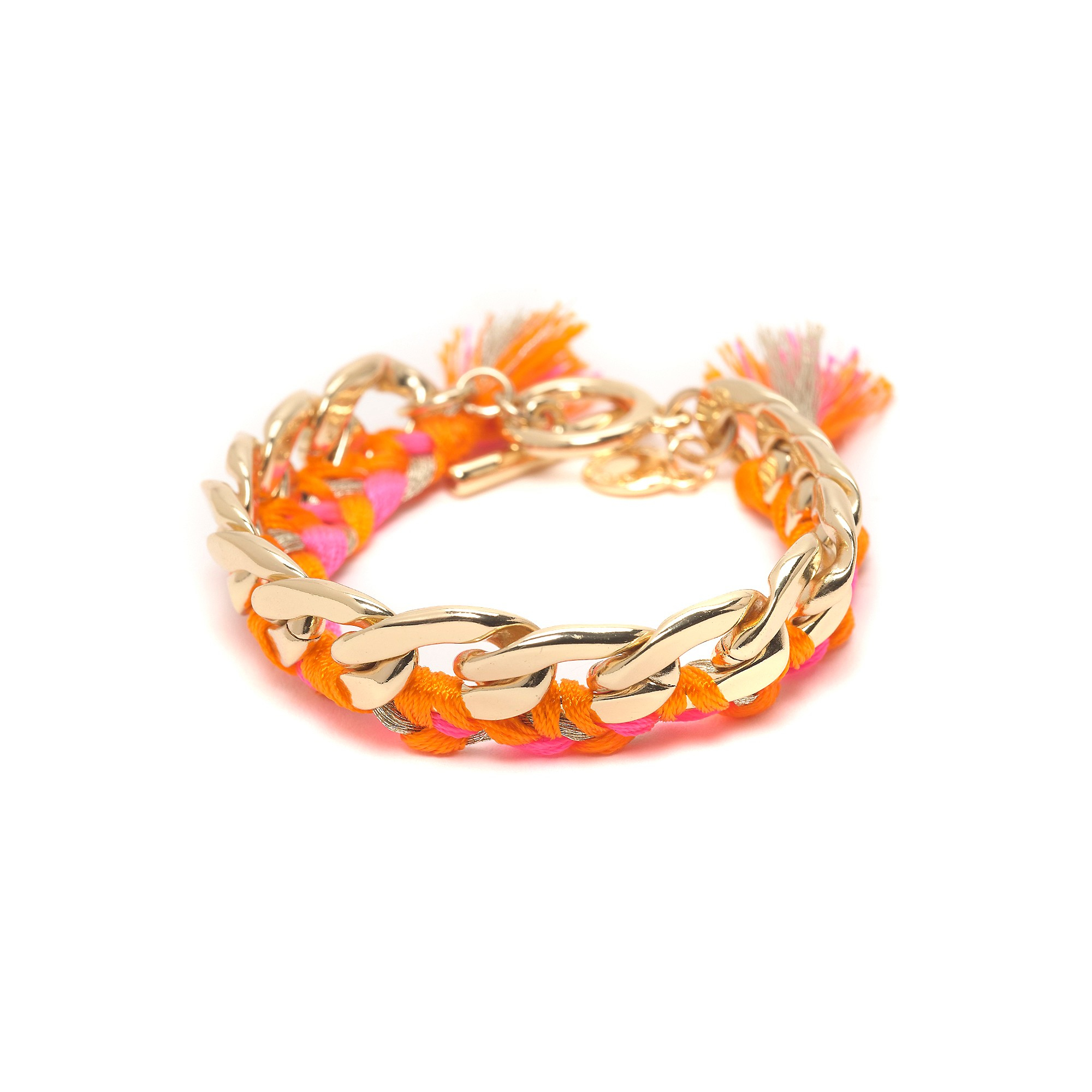 Tommy hilfiger Mixed Media Chain Link Bracelet in Orange (GOLD/ORANGE