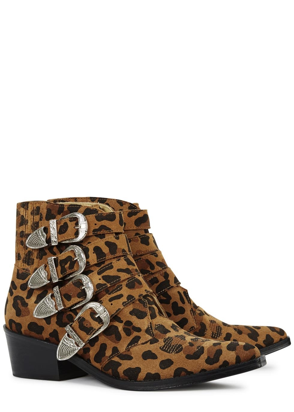 leopard print western ankle boots