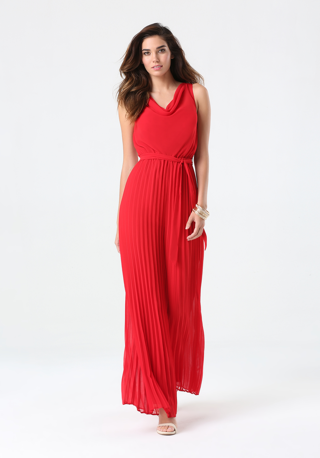 Bebe Pleated Wide Leg Jumpsuit in Red (BARBADOS CHERRY) | Lyst