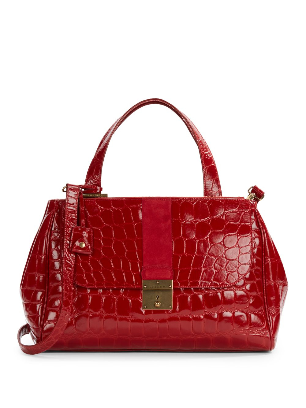 Marc jacobs CrocEmbossed Leather TopHandle Satchel in Red Lyst