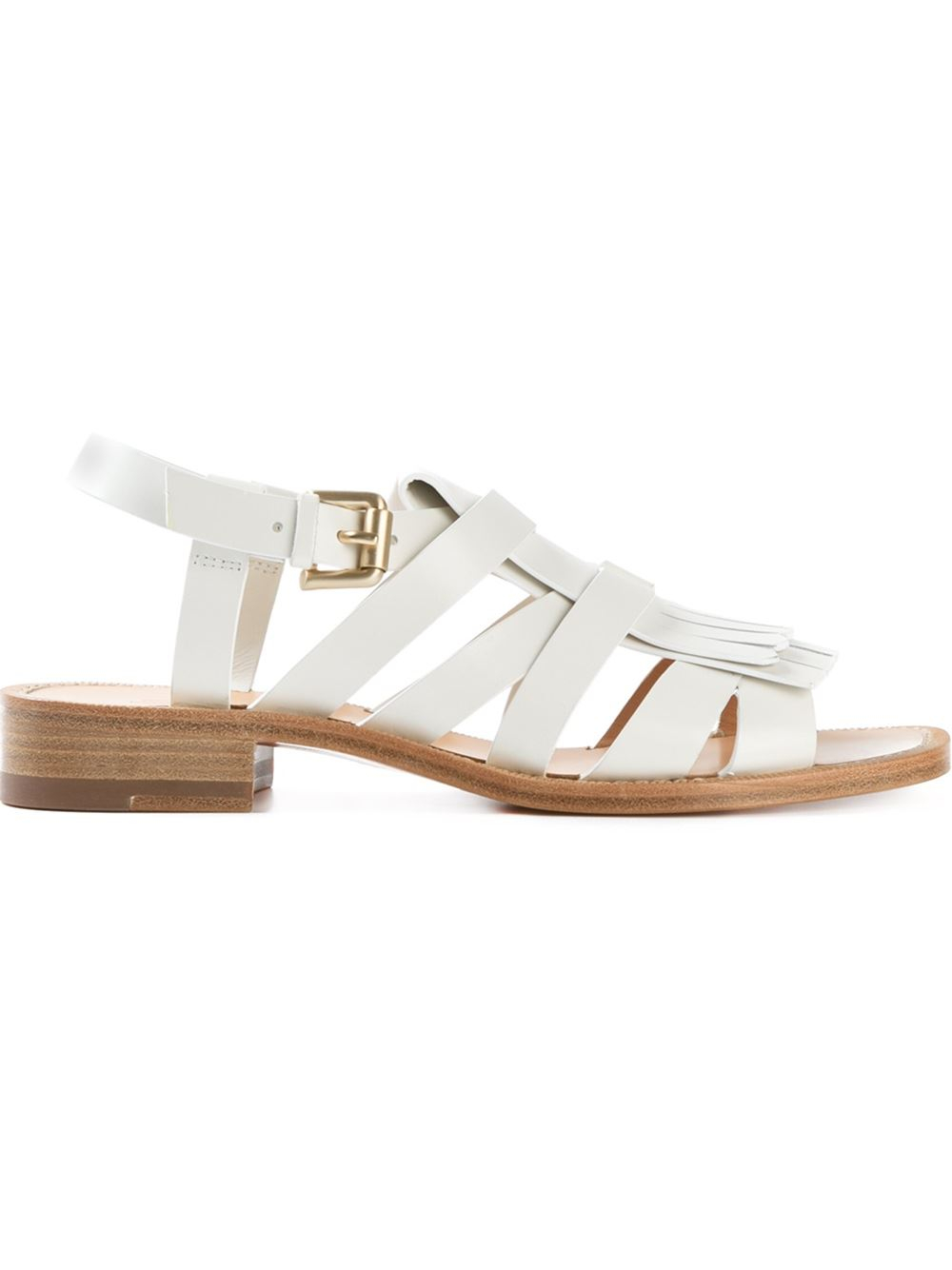 Santoni Tassel Buckle Sandals in White | Lyst