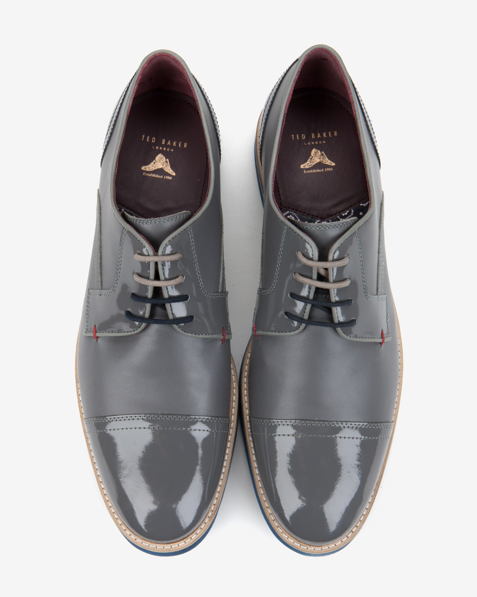 Ted Baker Textured Leather Derby Shoes in Gray for Men - Lyst