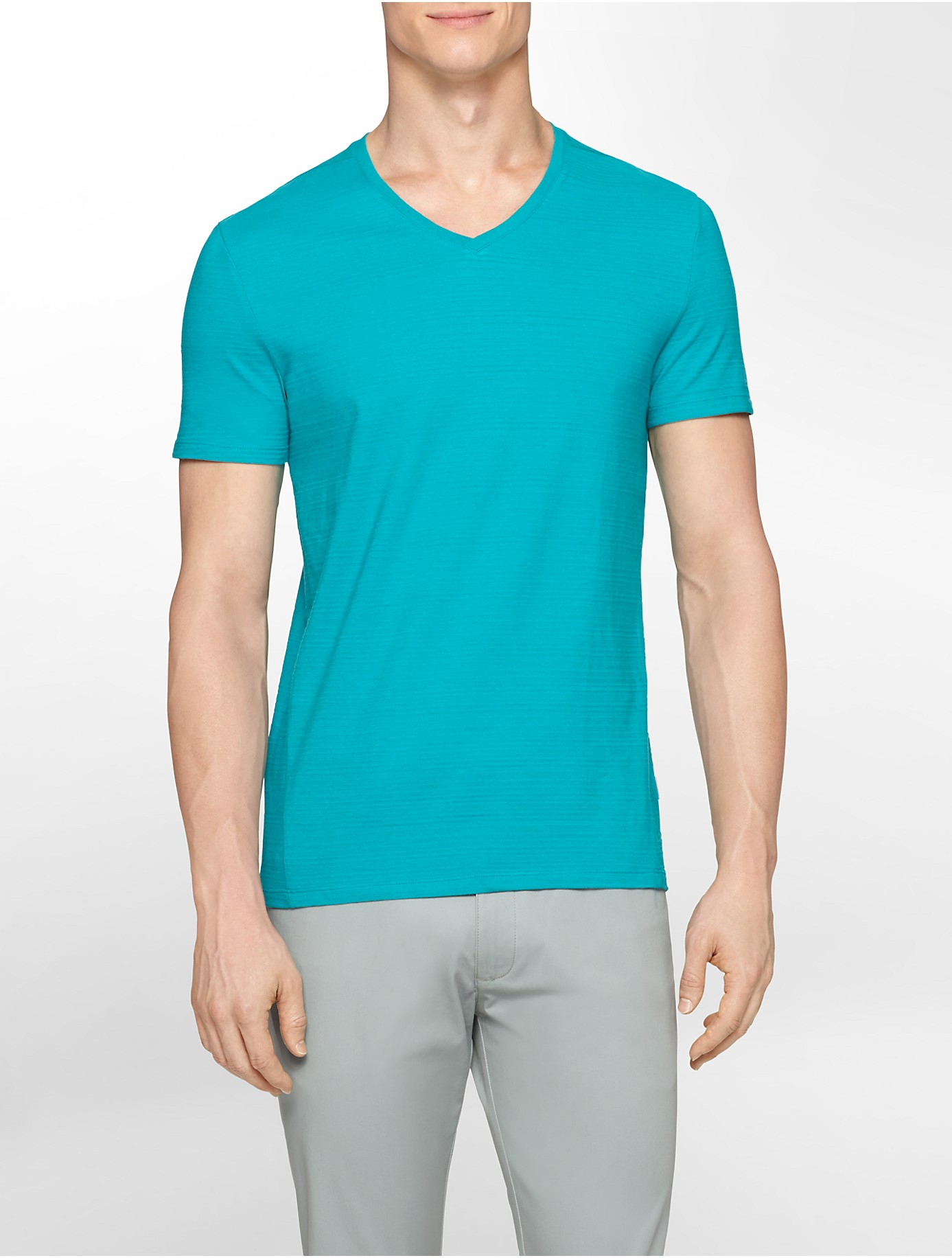 Calvin Klein White Label Slim Fit Heathered V-Neck T-Shirt in Green for ...