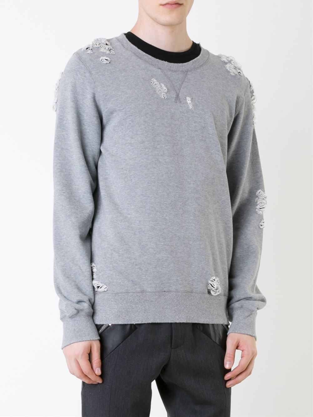 Miharayasuhiro Ripped Sweatshirt in Gray for Men | Lyst