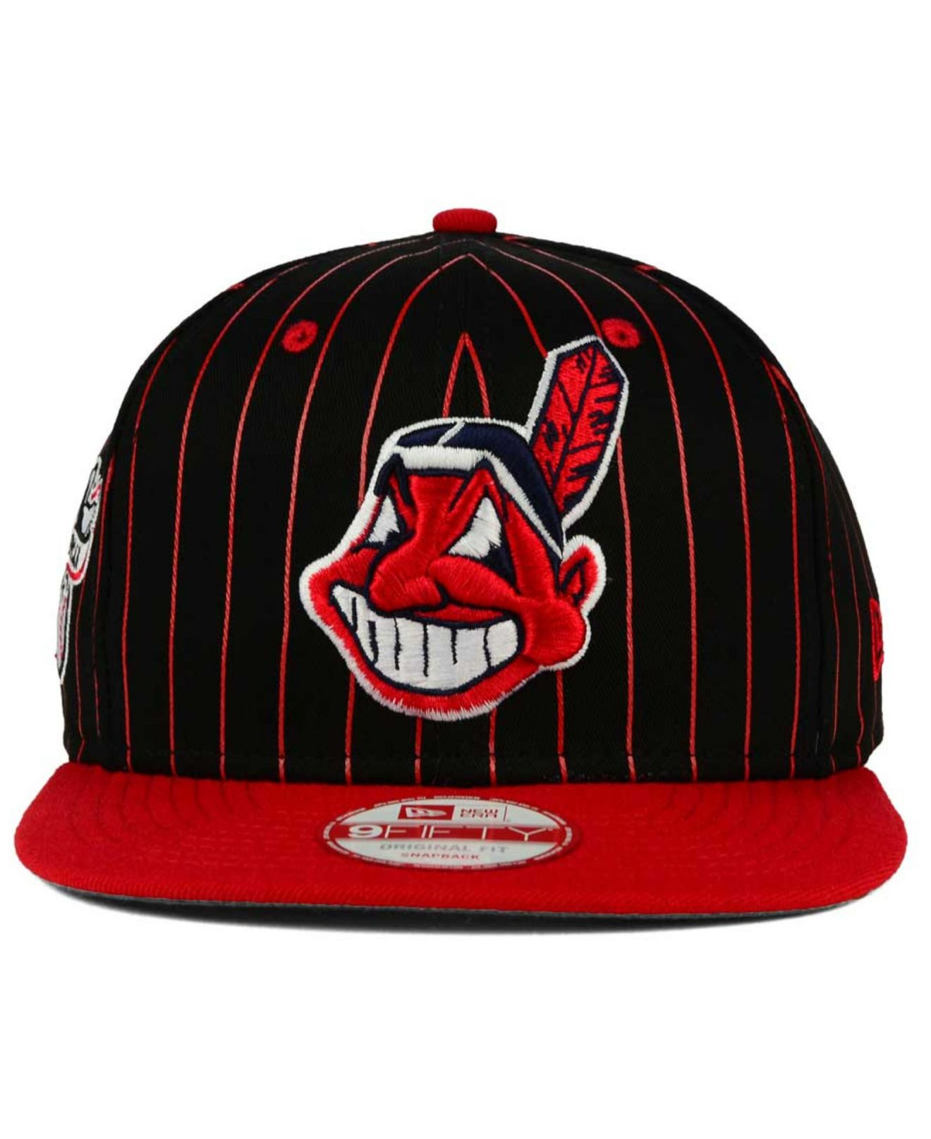 KTZ Cotton Cleveland Indians Vintage Pinstripe 9fifty Snapback Cap in