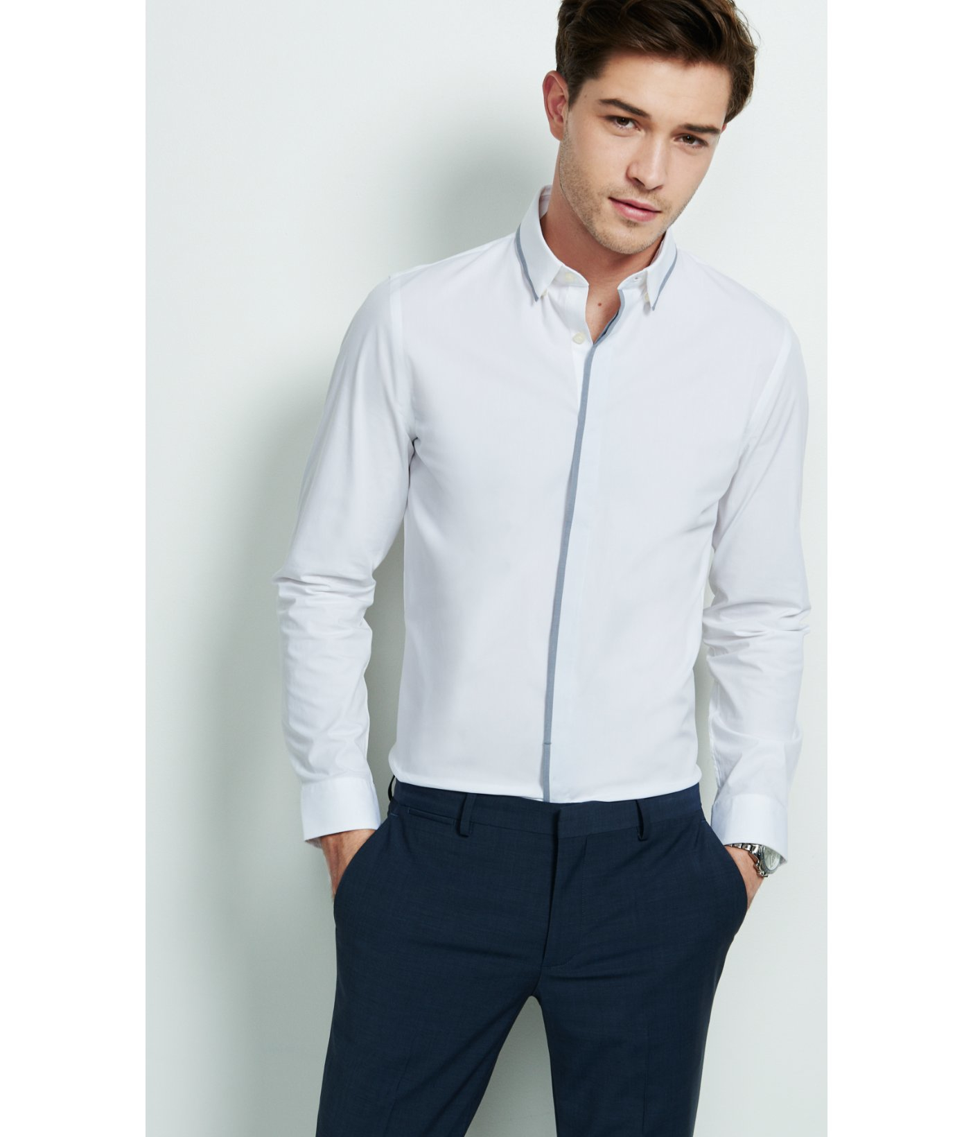 fitted white dress shirt