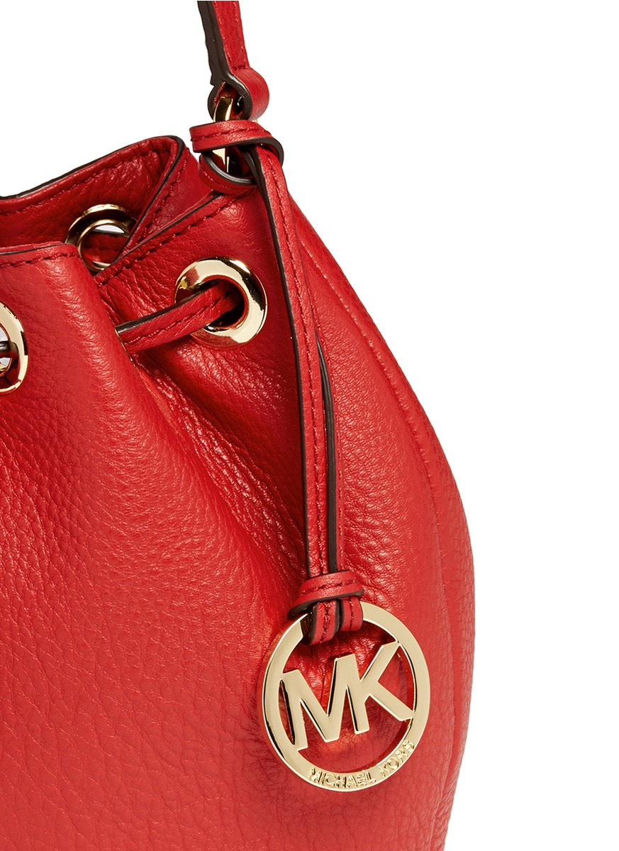 Michael Kors 'jules' Leather Crossbody Bucket Bag in Red