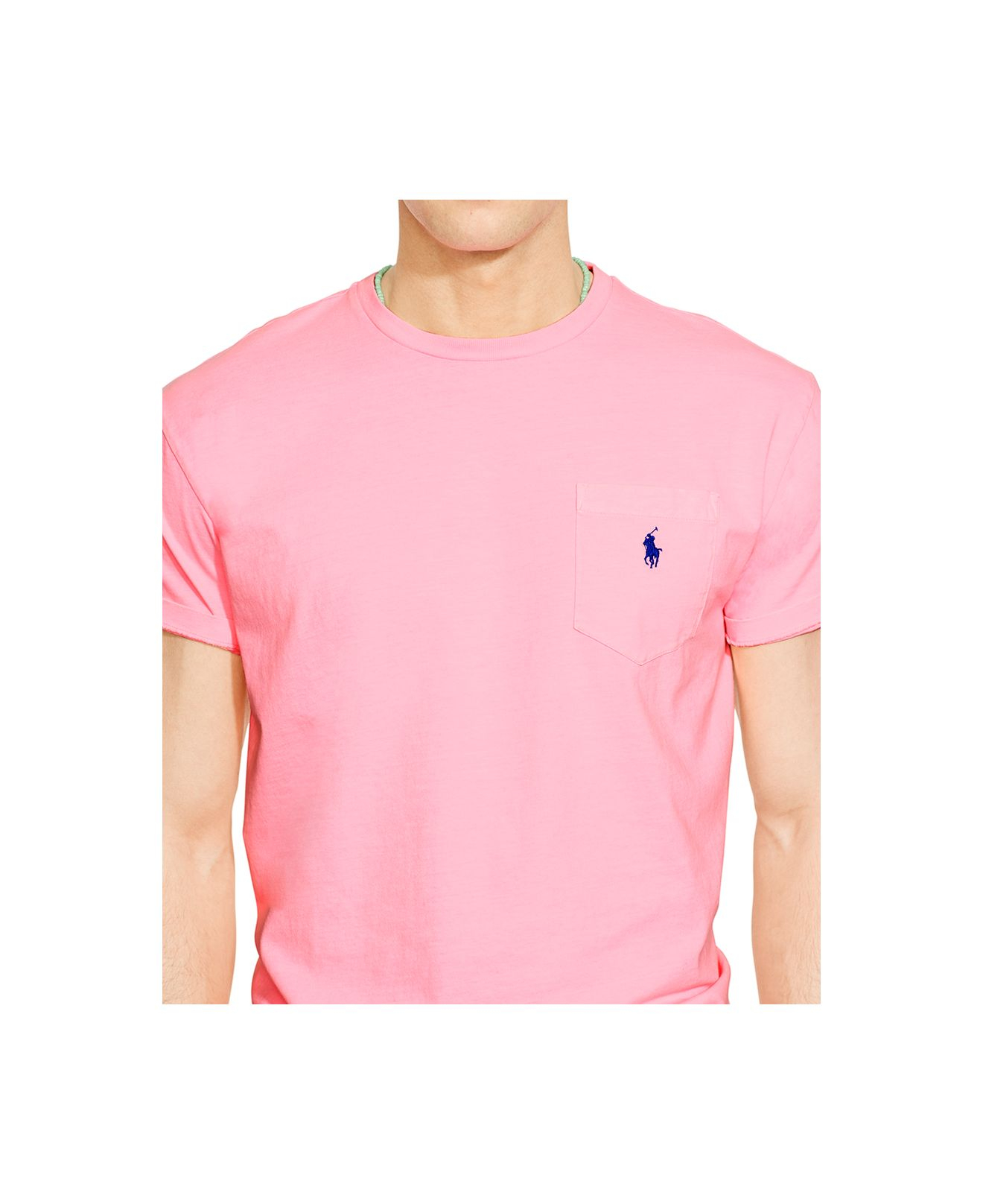 Polo Ralph Lauren Classic-fit Neon Jersey Pocket Crew-neck T-shirt in Pink for Men - Lyst