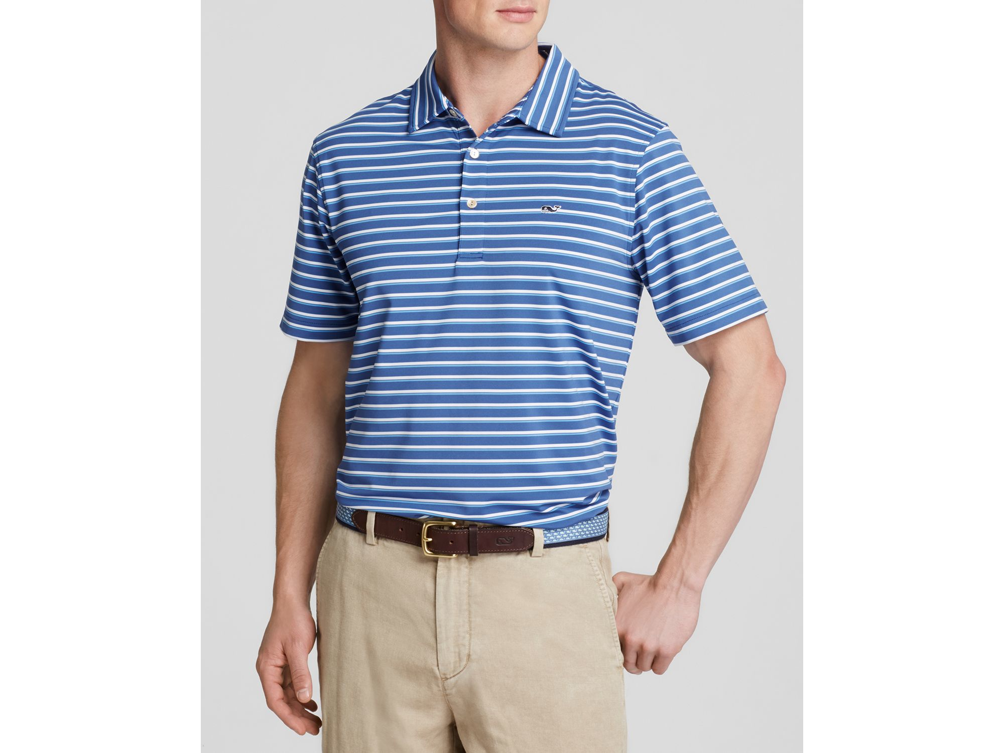 Vineyard vines Stripe Golf Classic Fit Polo in Blue for Men Lyst