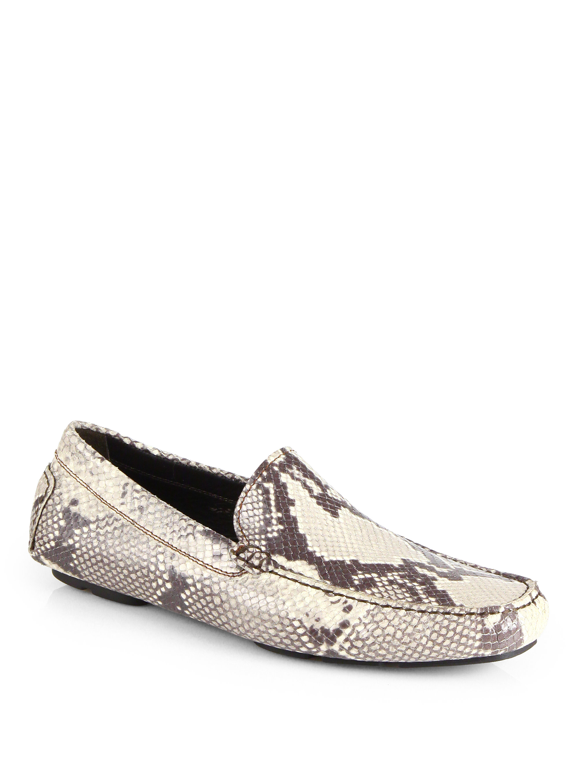 snakeskin driving shoes