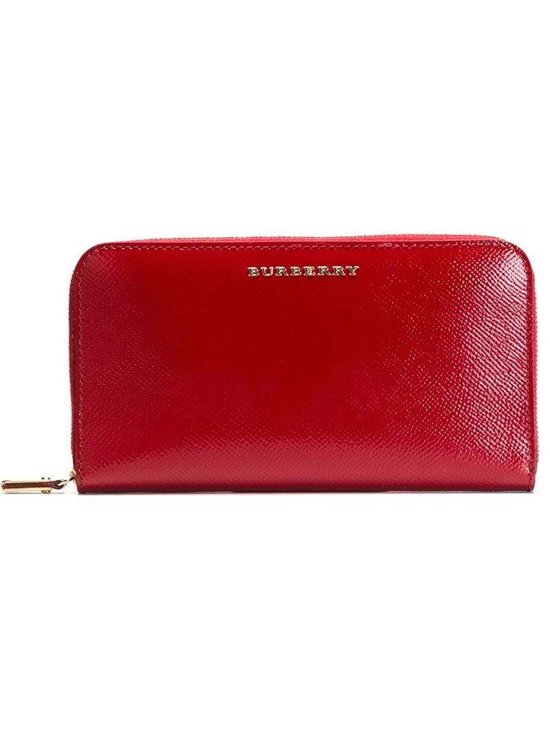 Lyst - Burberry Patent London Leather Wallet in Red