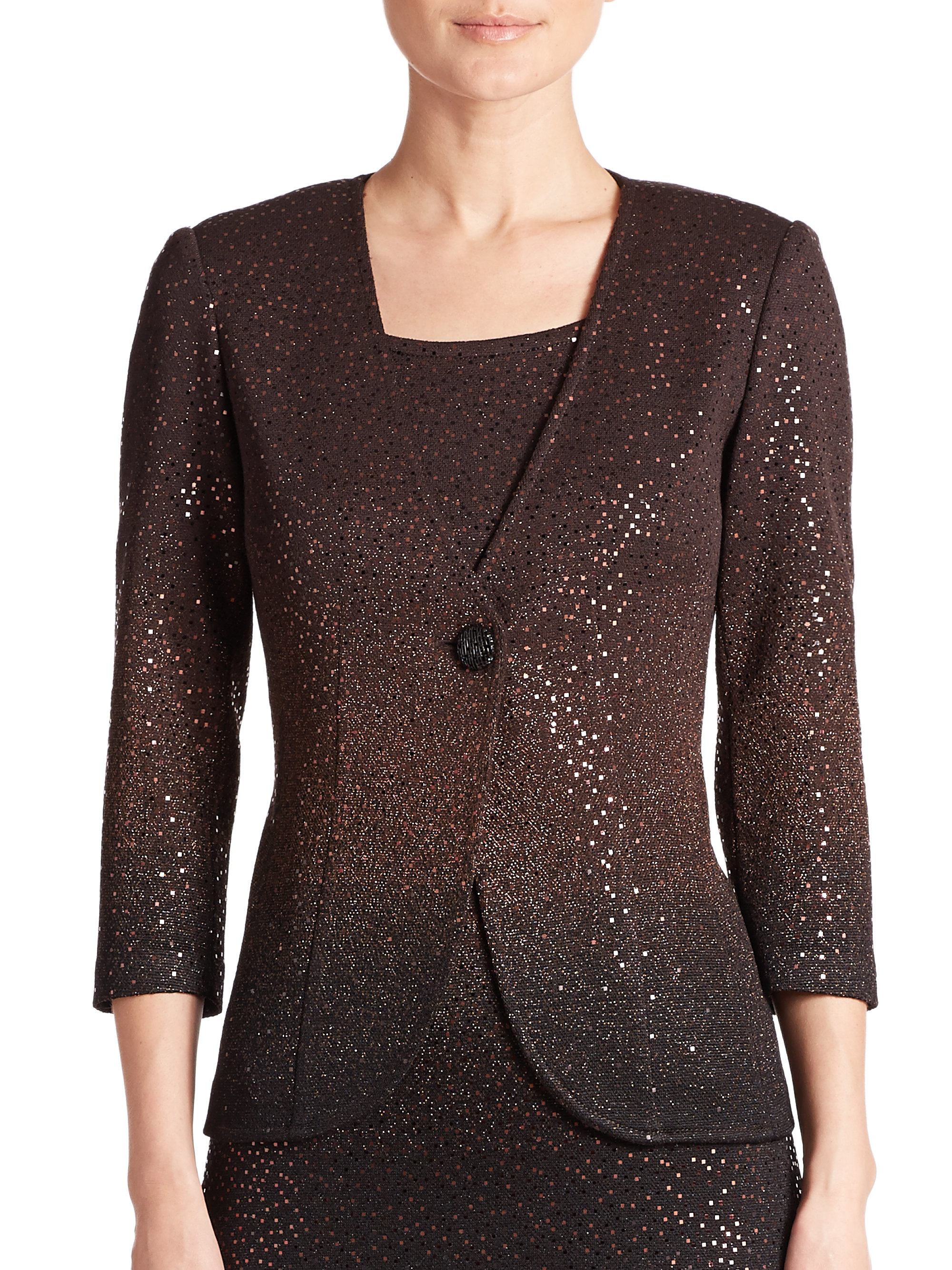 Lyst St. John Degradé Shimmer Knit Jacket in Brown