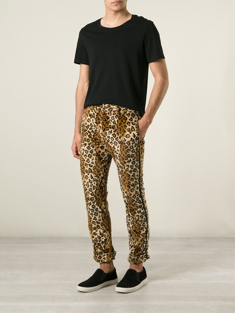 leopard print joggers mens