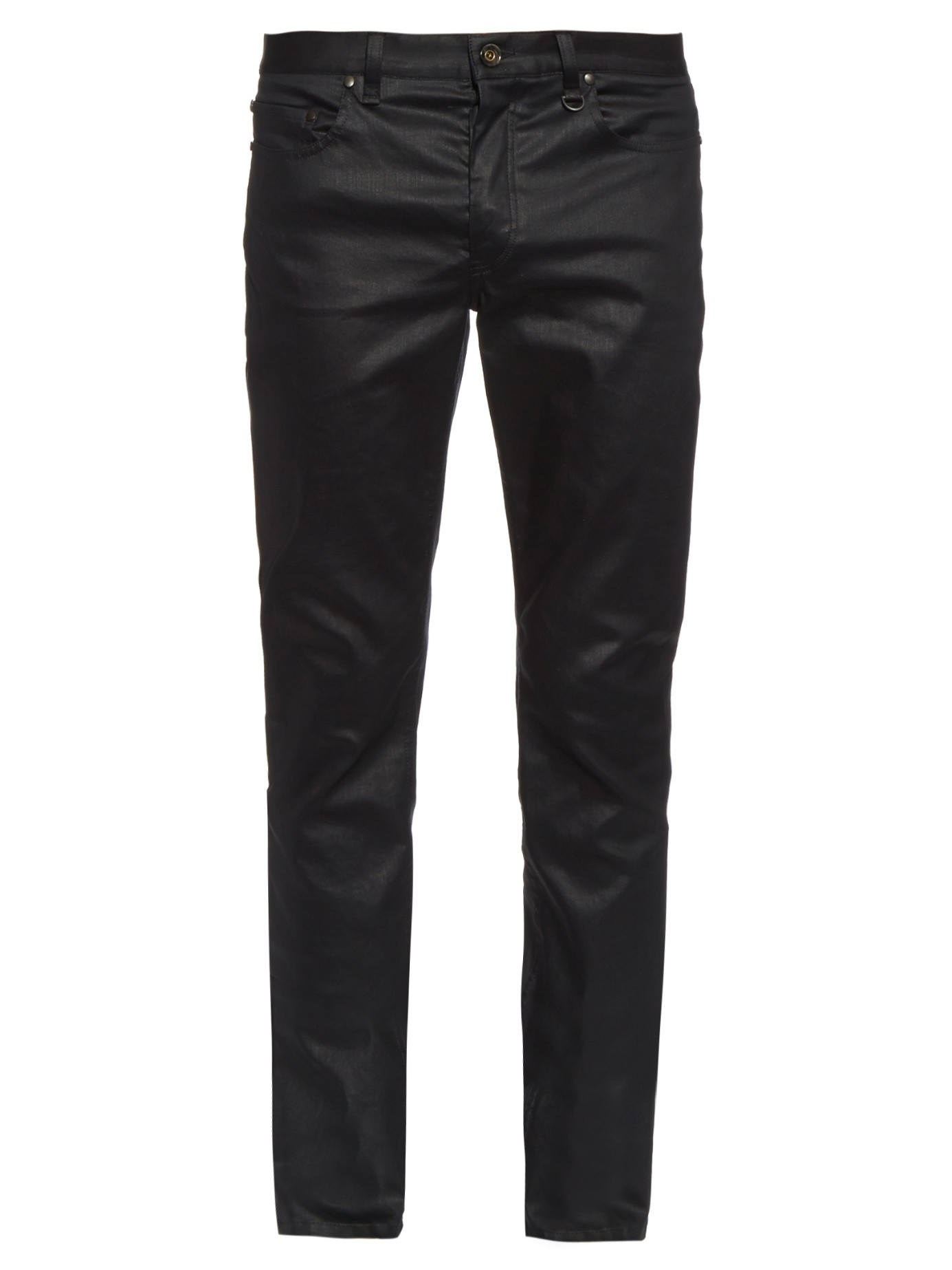 John Varvatos Slim-leg Coated Cotton-blend Jeans in Black for Men | Lyst