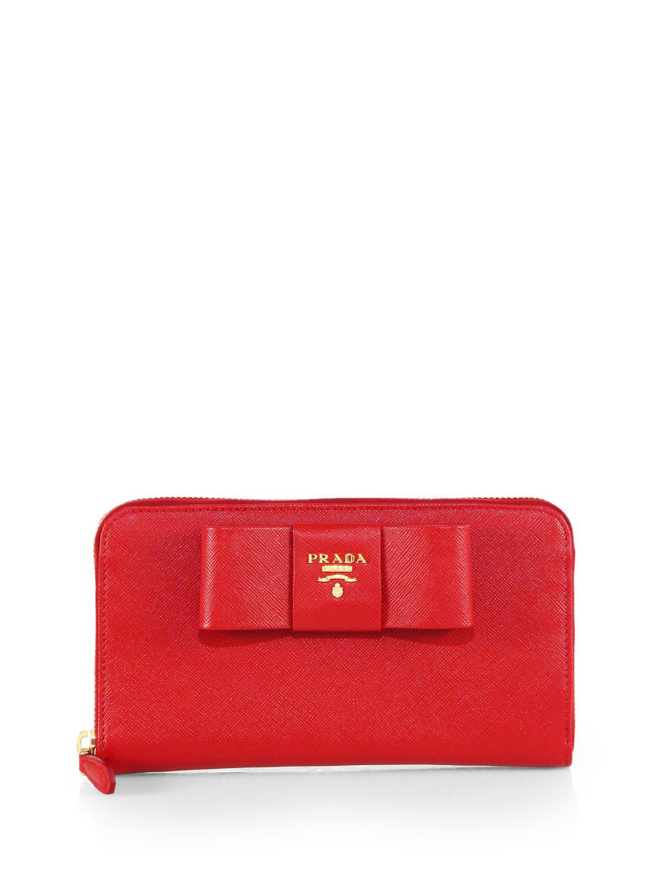 prada saffiano bow wallet